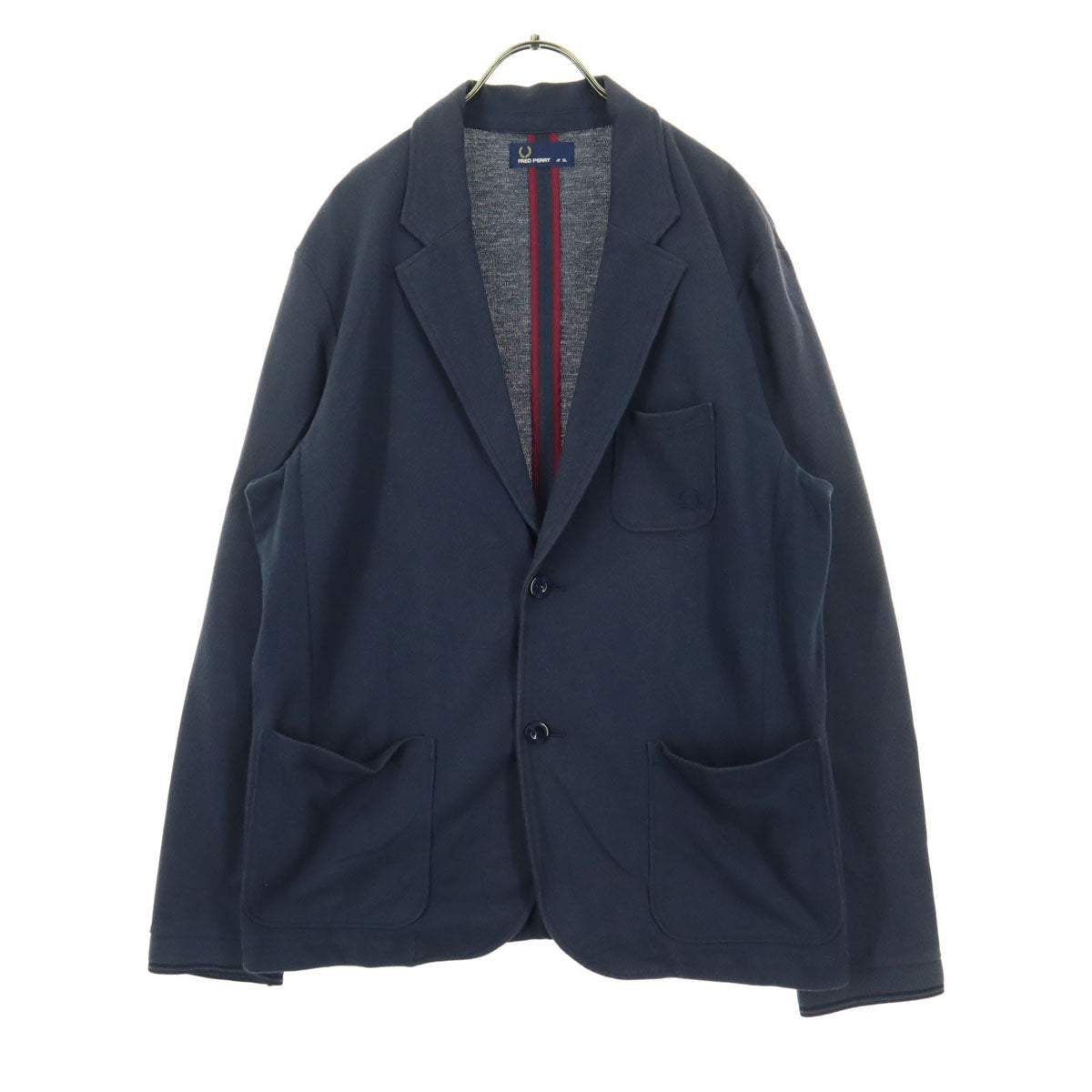 FRED PERRY フレッドペリー 日本製 ワンポイント刺繍 長袖 テーラードジャケット XL ネイビー メンズ
