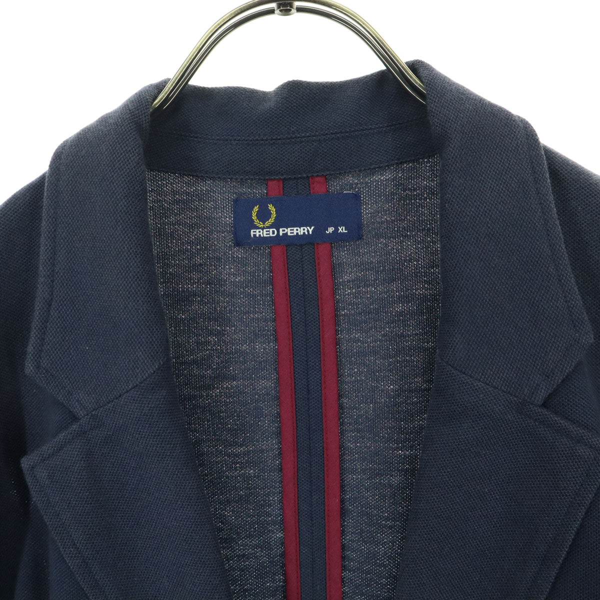 FRED PERRY フレッドペリー 日本製 ワンポイント刺繍 長袖 テーラードジャケット XL ネイビー メンズ