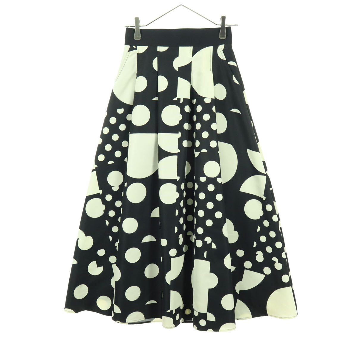 未使用 SYSORUS シソラス ドット柄 マキシ丈 プリーツスカート 38 ブラック バックジップ レディース