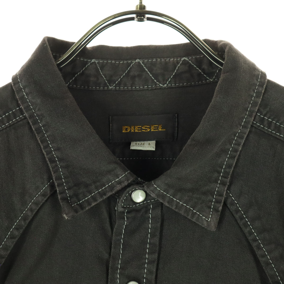 DIESEL ディーゼル 長袖 ウエスタンシャツ L ダークグレー メンズ