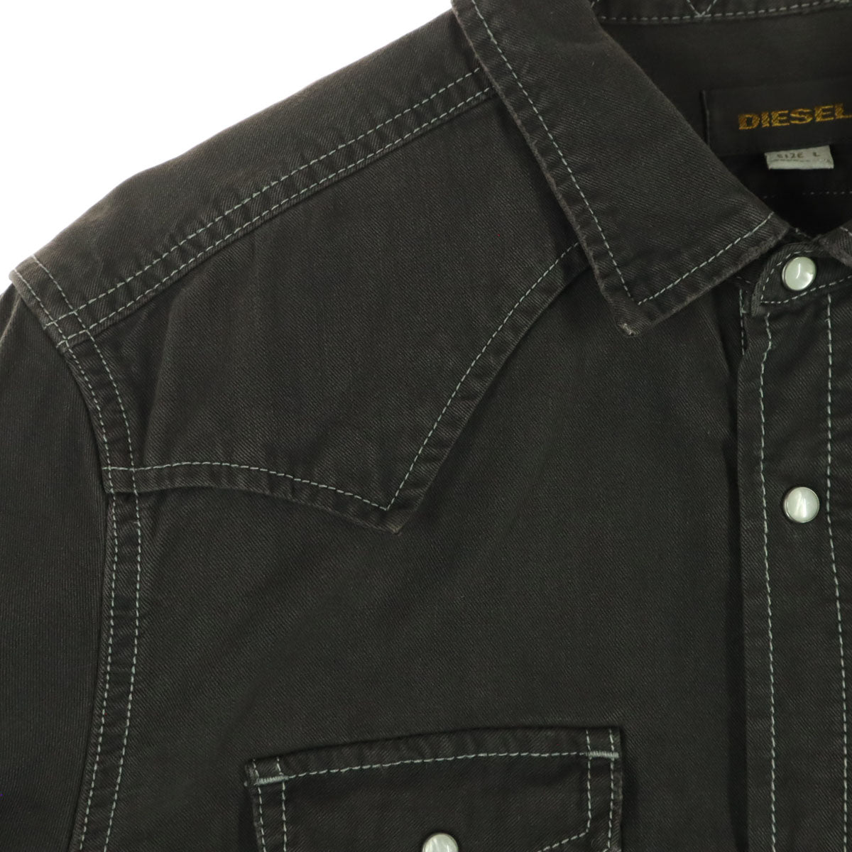 DIESEL ディーゼル 長袖 ウエスタンシャツ L ダークグレー メンズ