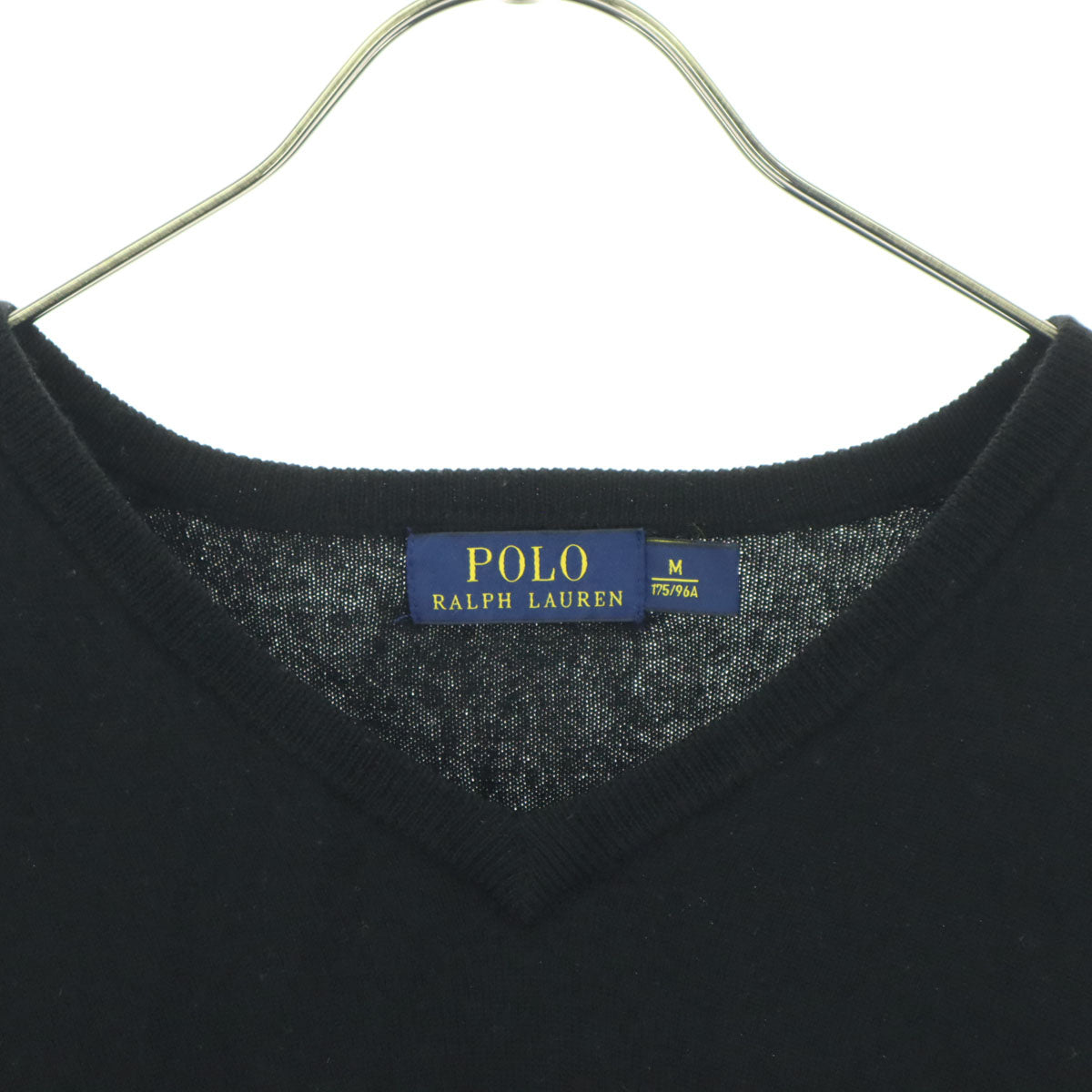 POLO RALPH LAUREN ポロラルフローレン ワンポイントロゴ 長袖 Vネック セーター M ブラック レディース
