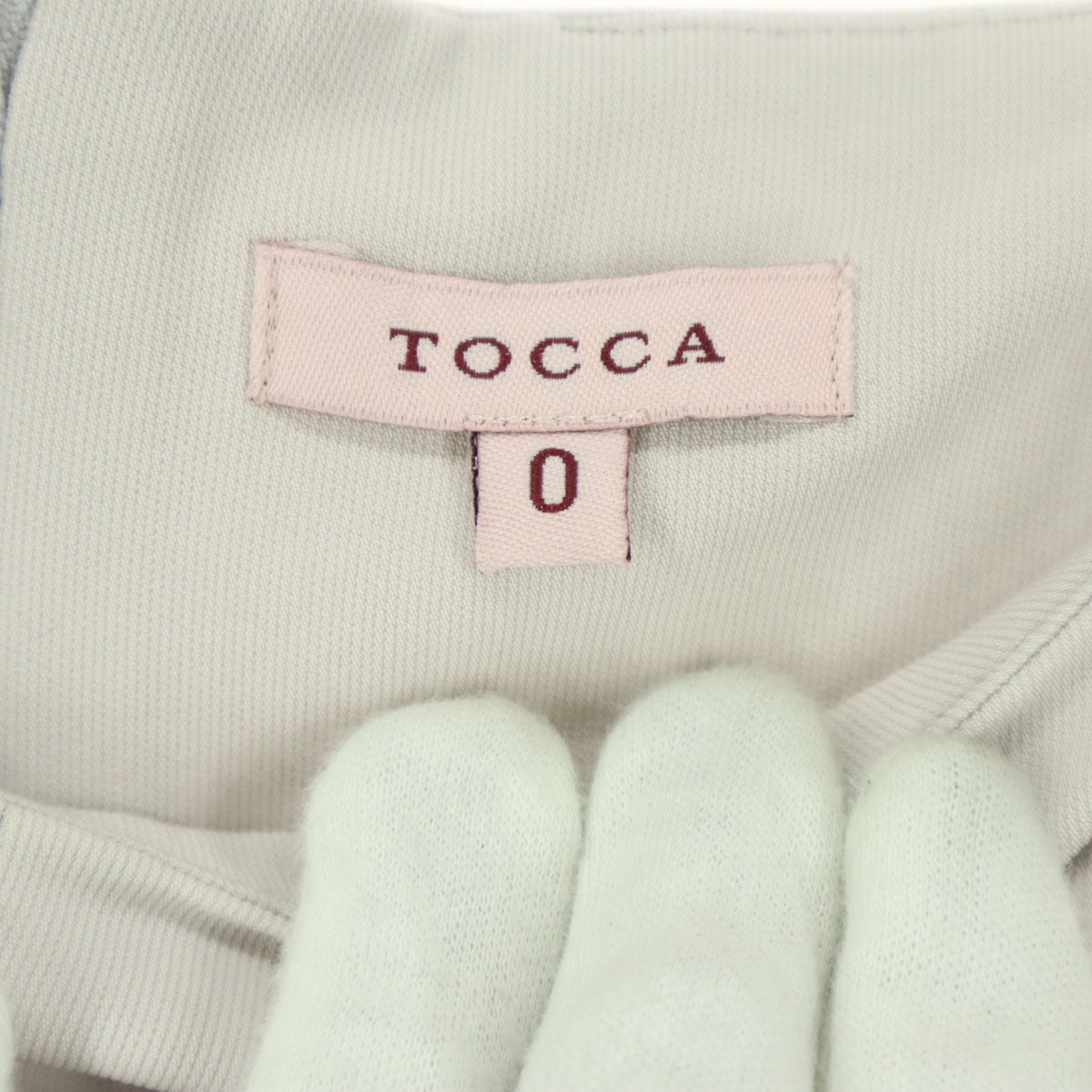 TOCCA トッカ 日本製 フレンチスリーブ ボートネック 膝丈ワンピース 0 ライトグレー系 レディース
