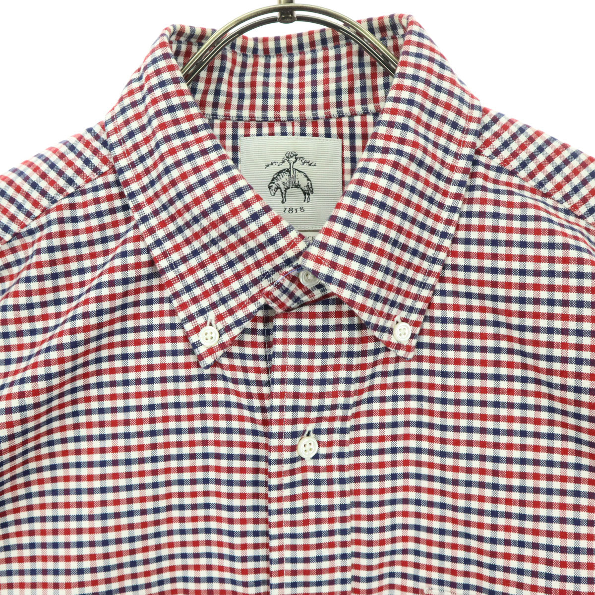 Brooks Brothers BLACK FLEECE ブルックスブラザーズ ブラックフリース USA製 コットン チェック柄 マルチカラー 長袖 ボタンダウンシャツ BB1 レッド系 メンズ