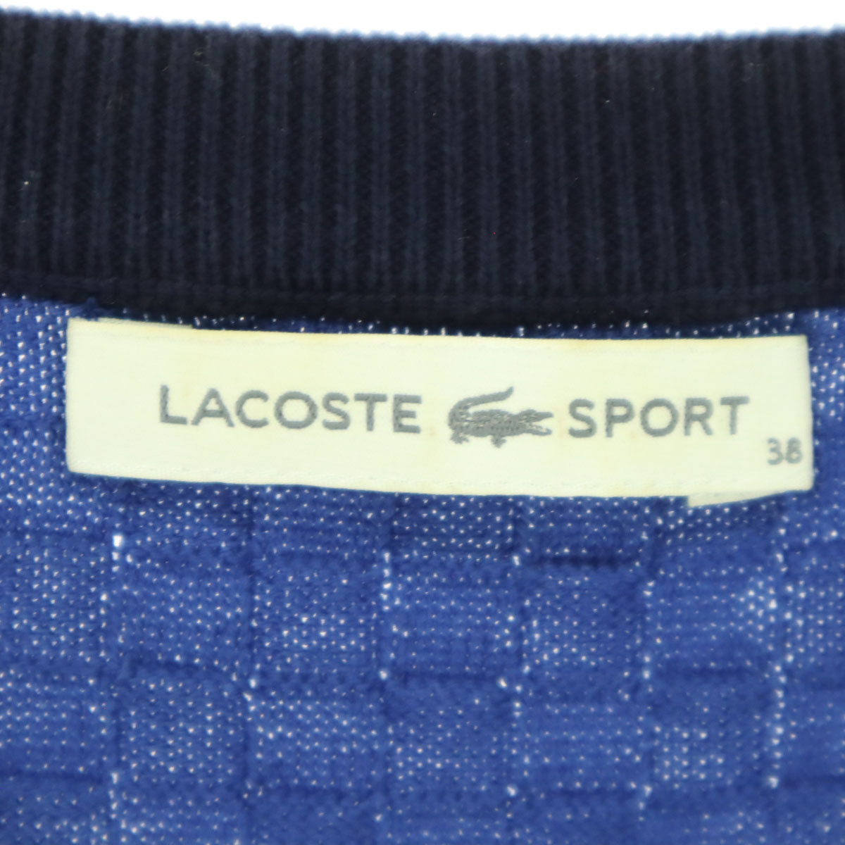 LACOSTE SPORT ラコステスポーツ ワンポイントロゴ ボーダー柄 長袖 Vネック セーター 38 ブルー メンズ