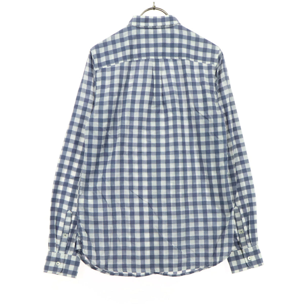 TOMMY HILFIGER トミーヒルフィガー ギンガムチェック柄 長袖 ラウンドカラー シャツ 4 ブルーグレー Regular Fit レディース