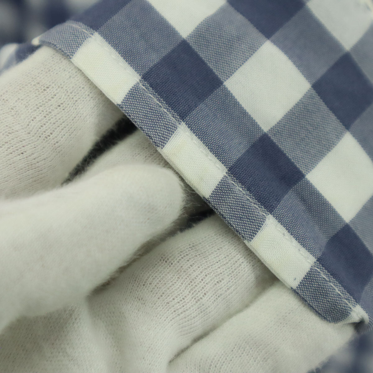 TOMMY HILFIGER トミーヒルフィガー ギンガムチェック柄 長袖 ラウンドカラー シャツ 4 ブルーグレー Regular Fit レディース