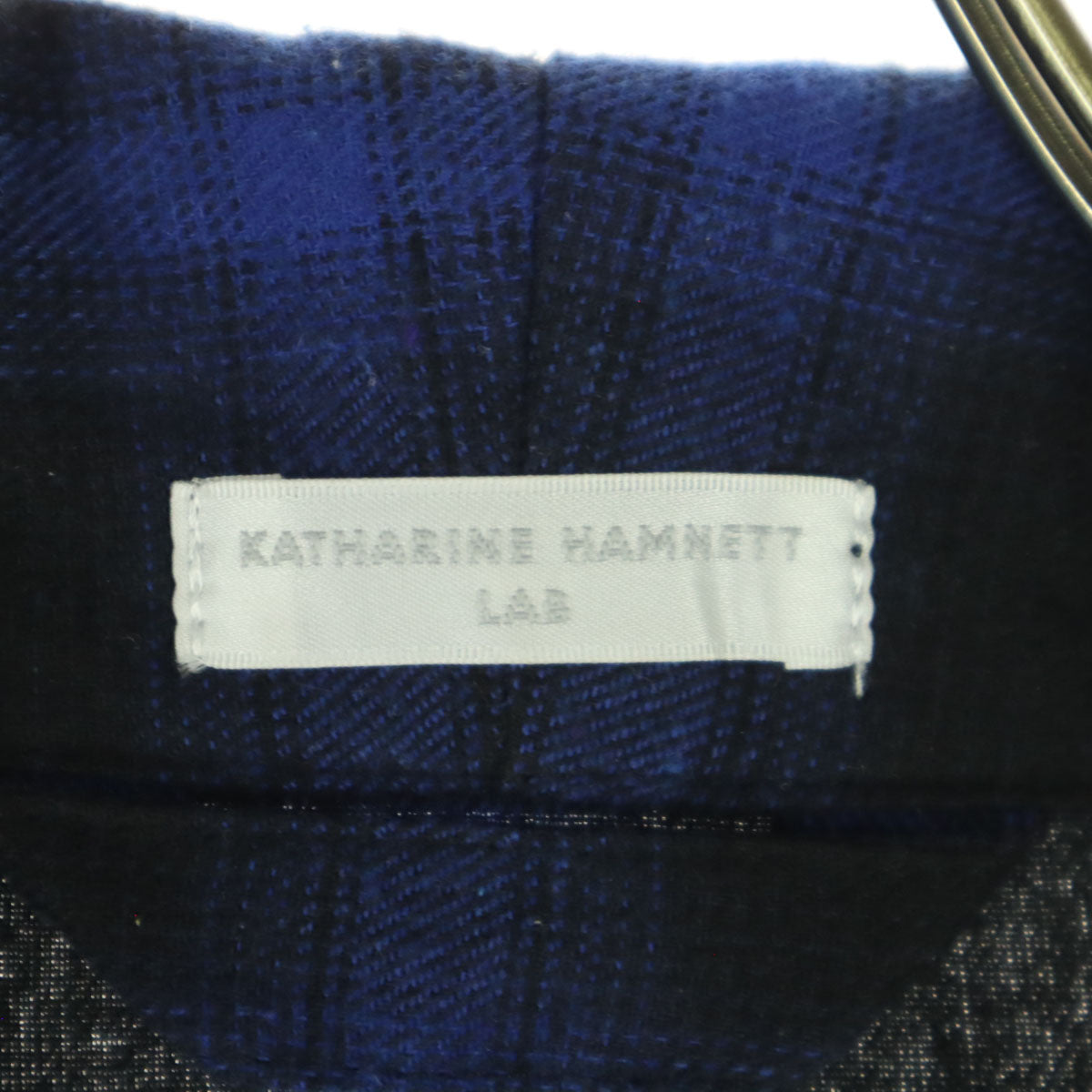 KATHARINE HAMNETT キャサリンハムネット コットン チェック柄 バイカラー 長袖 ガウン F ブラック レディース