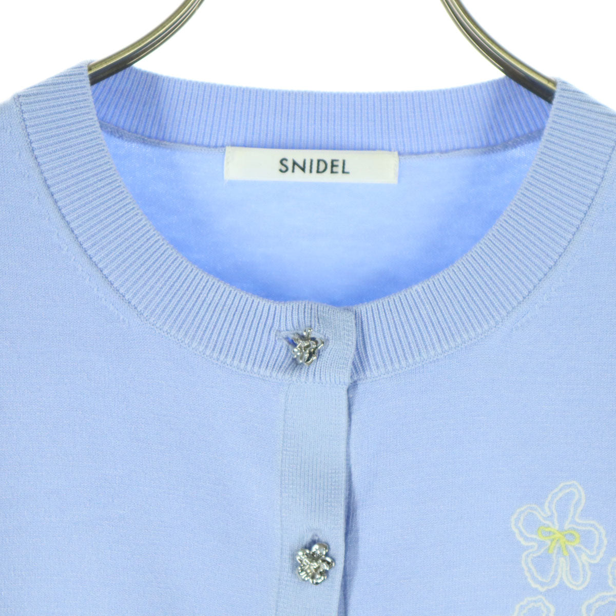 SNIDEL スナイデル 25SS 花柄 長袖 フラワーモチーフワンポイント カーディガン F ライトブルー SWNT252019 レディース