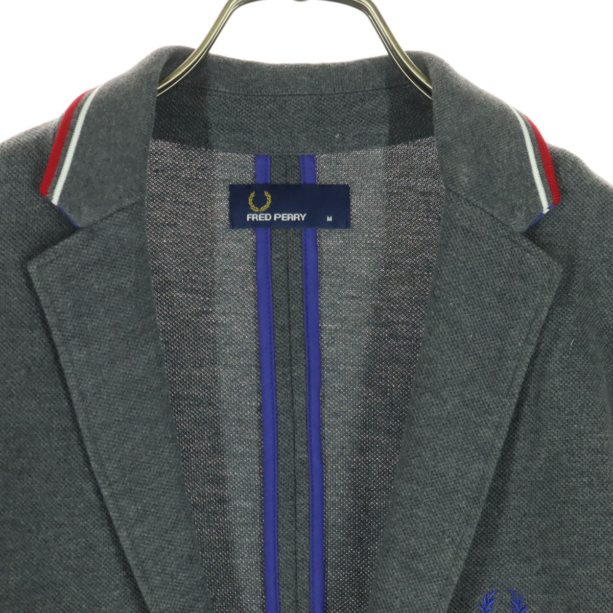 美品 FRED PERRY フレッドペリー ワンポイントロゴ 長袖 テーラードジャケット M グレー メンズ