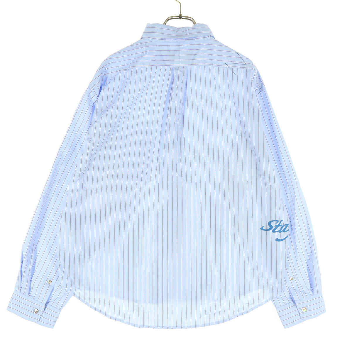 美品 ZUTOMAYO ズトマヨ ストライプ柄 長袖 ボタンダウンシャツ L ブルー ずっと真夜中でいいのに。 メンズ