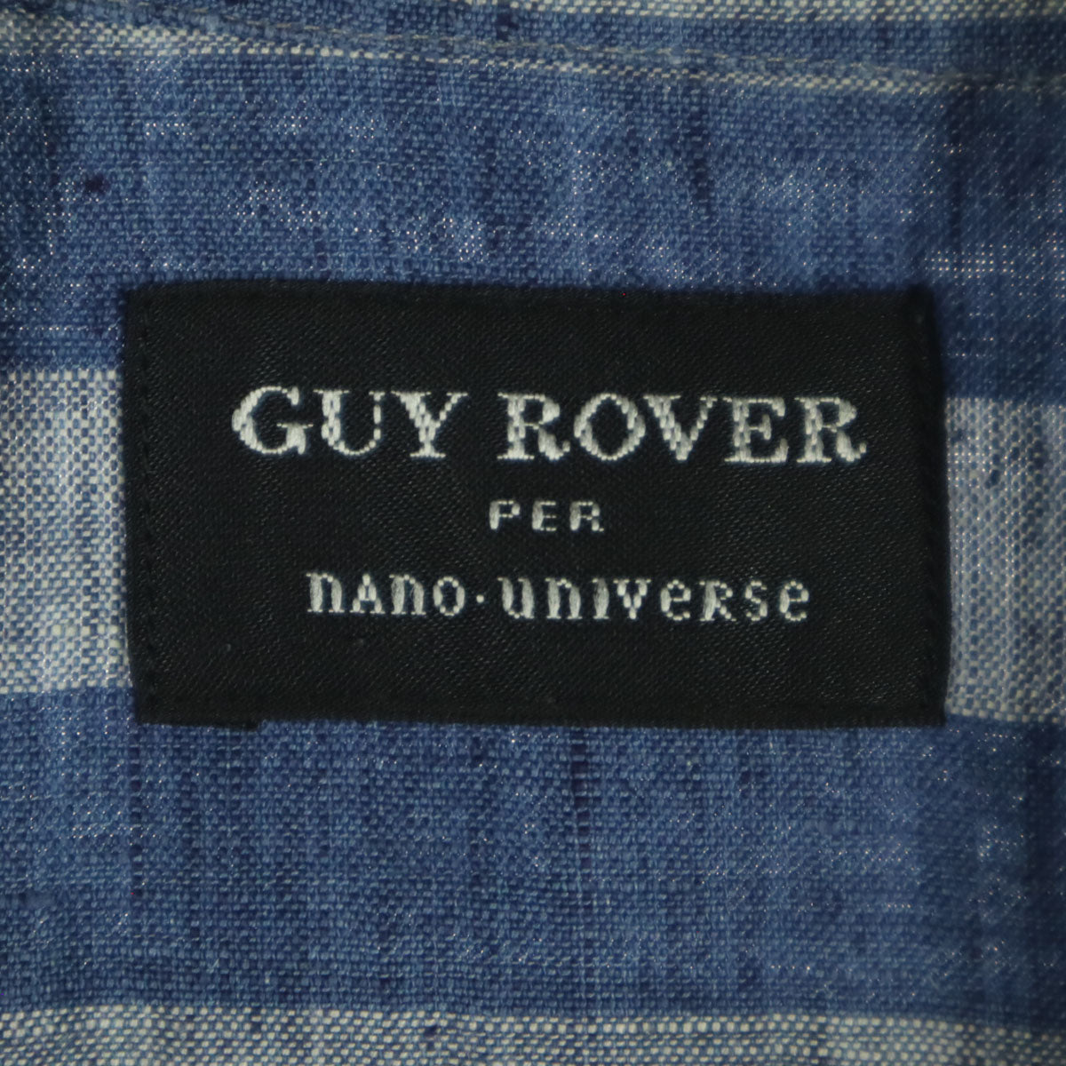 美品 GUY ROVER ギローバー ナノ・ユニバース nano universe コラボ ストライプ柄 長袖 プルオーバー リネンシャツ S ブルー メンズ