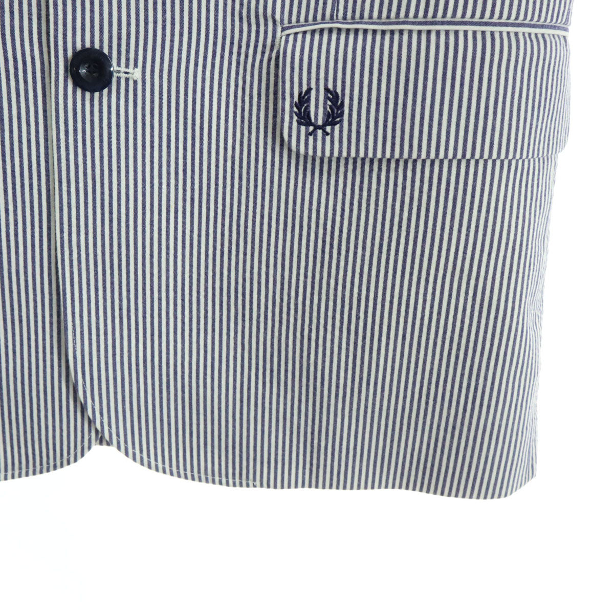 FRED PERRY フレッドペリー ストライプ柄 バイカラー 長袖 テーラードジャケット L ネイビー系 メンズ