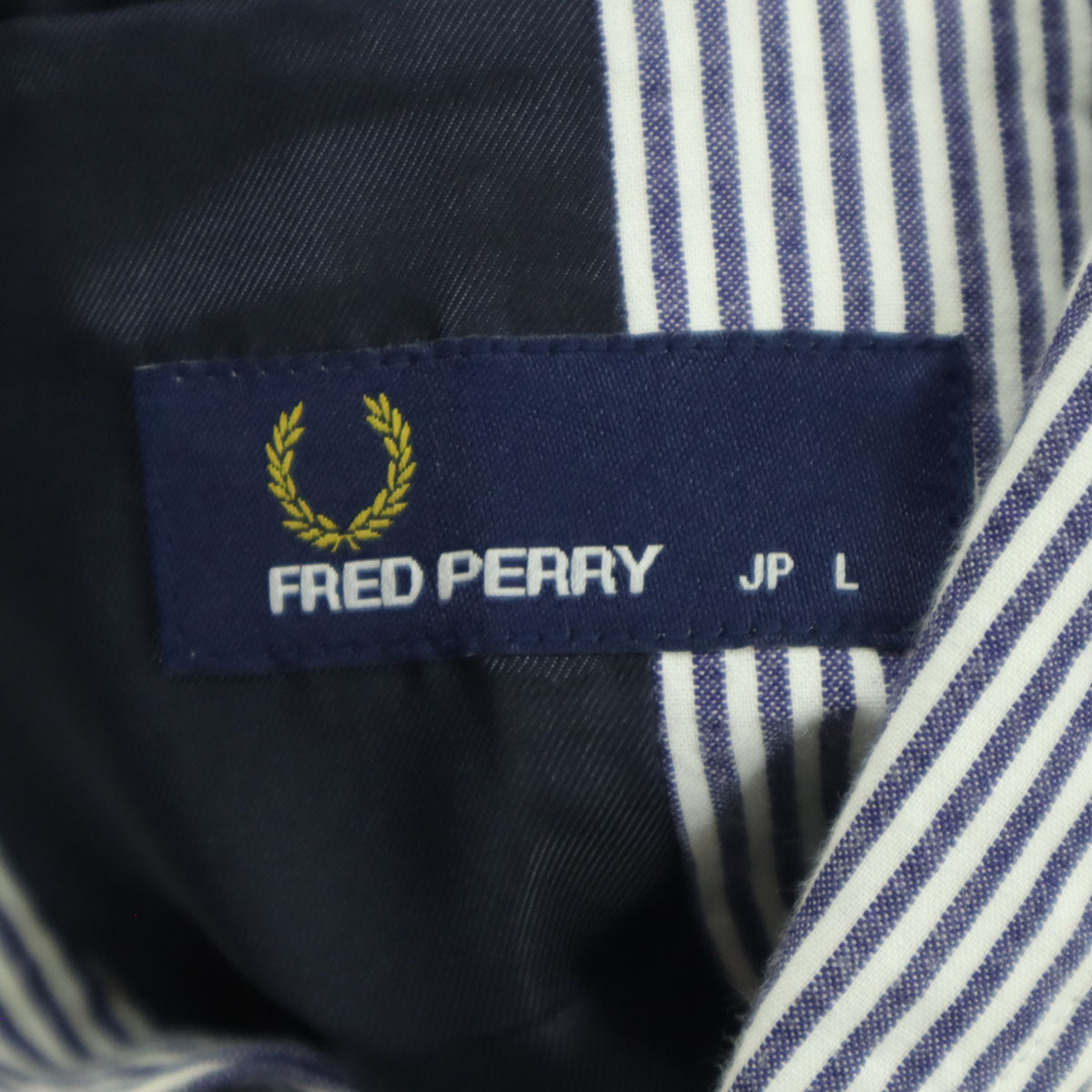 FRED PERRY フレッドペリー ストライプ柄 バイカラー 長袖 テーラードジャケット L ネイビー系 メンズ