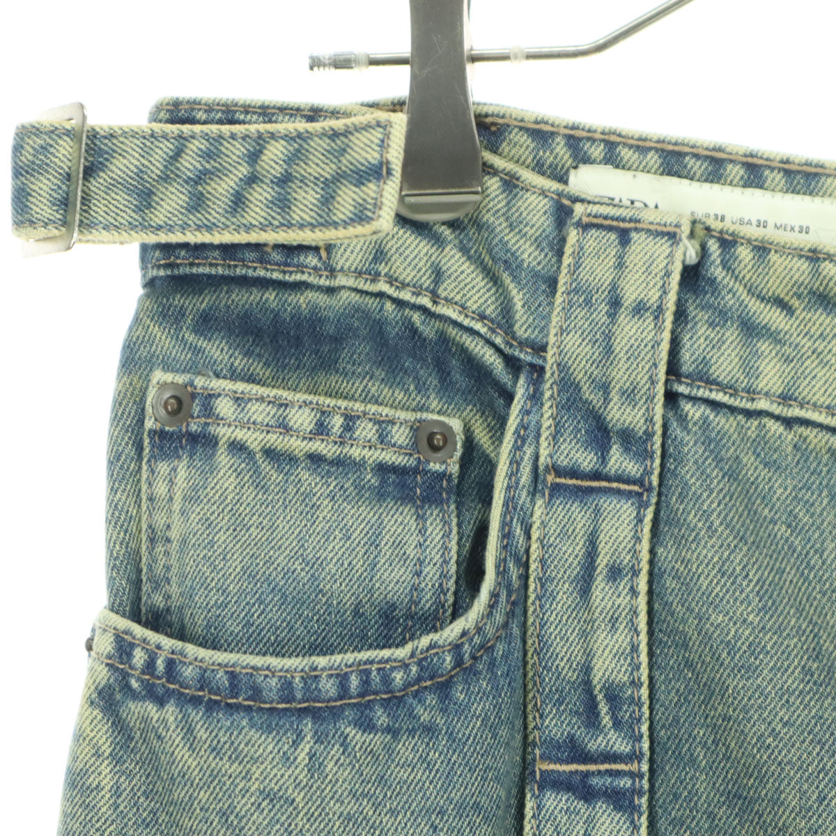 ZARA ザラ デタッチャブル ワイドデニムパンツ 38 ブルー 膝下取外し可 メンズ
