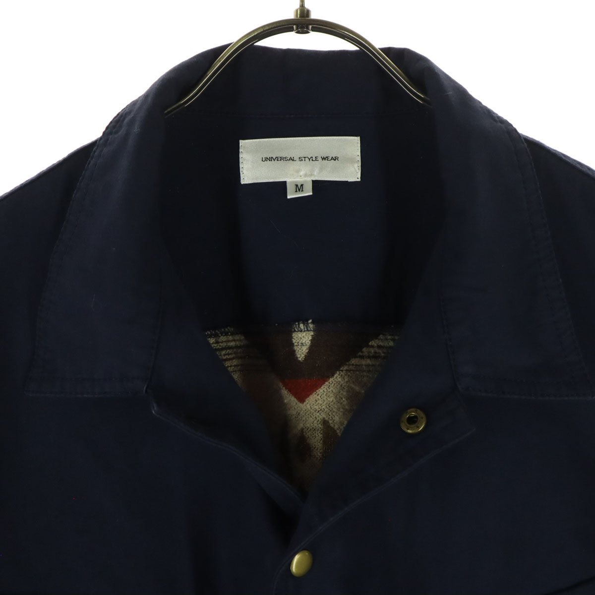 Universal Style Wear ユニバーサルスタイルウェア ネイティブ柄 長袖 ファティーグジャケット M ブルー 背面 切替 柄 メンズ