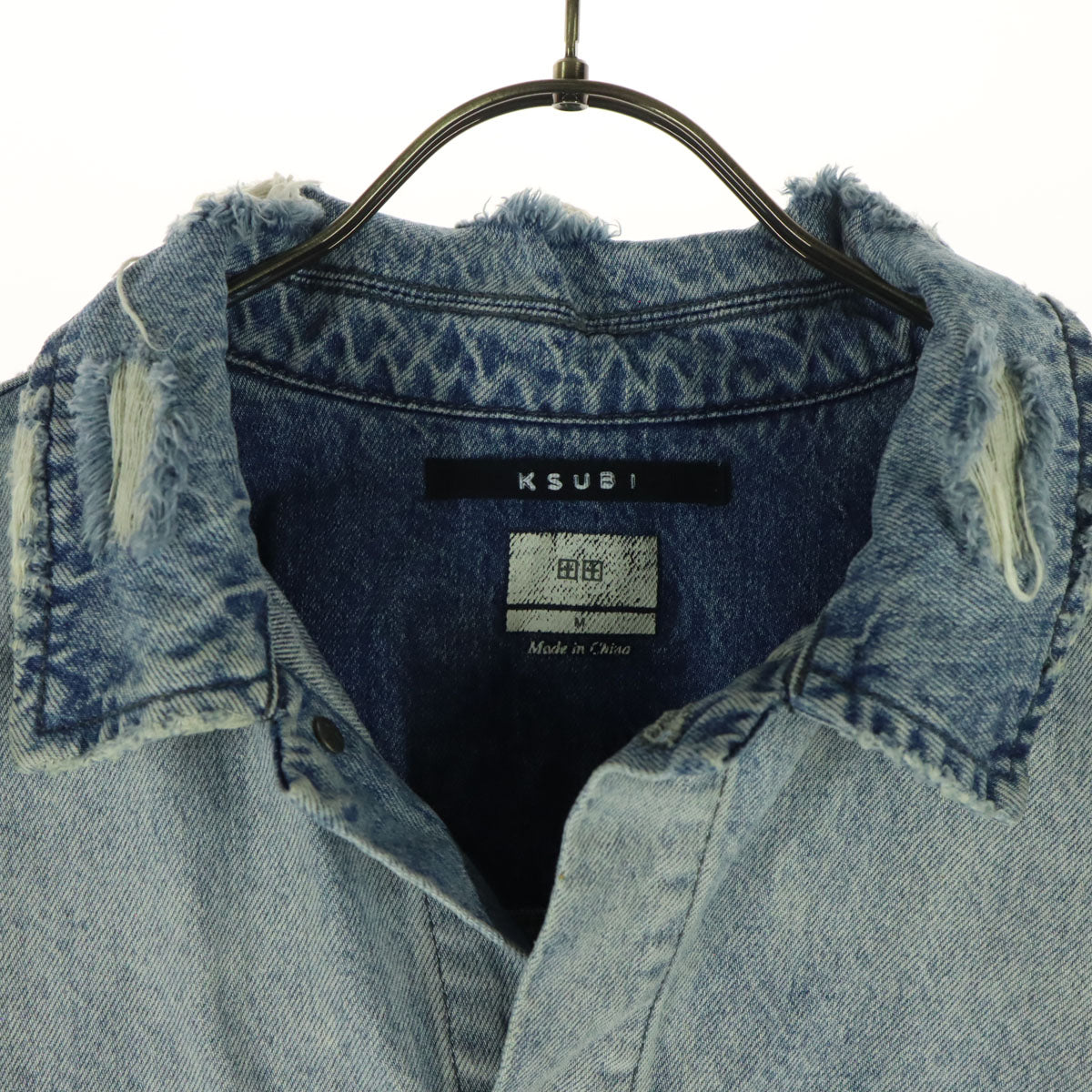 KSUBI スビ 長袖 デニムジャケット M ブルー ダメージ加工 メンズ