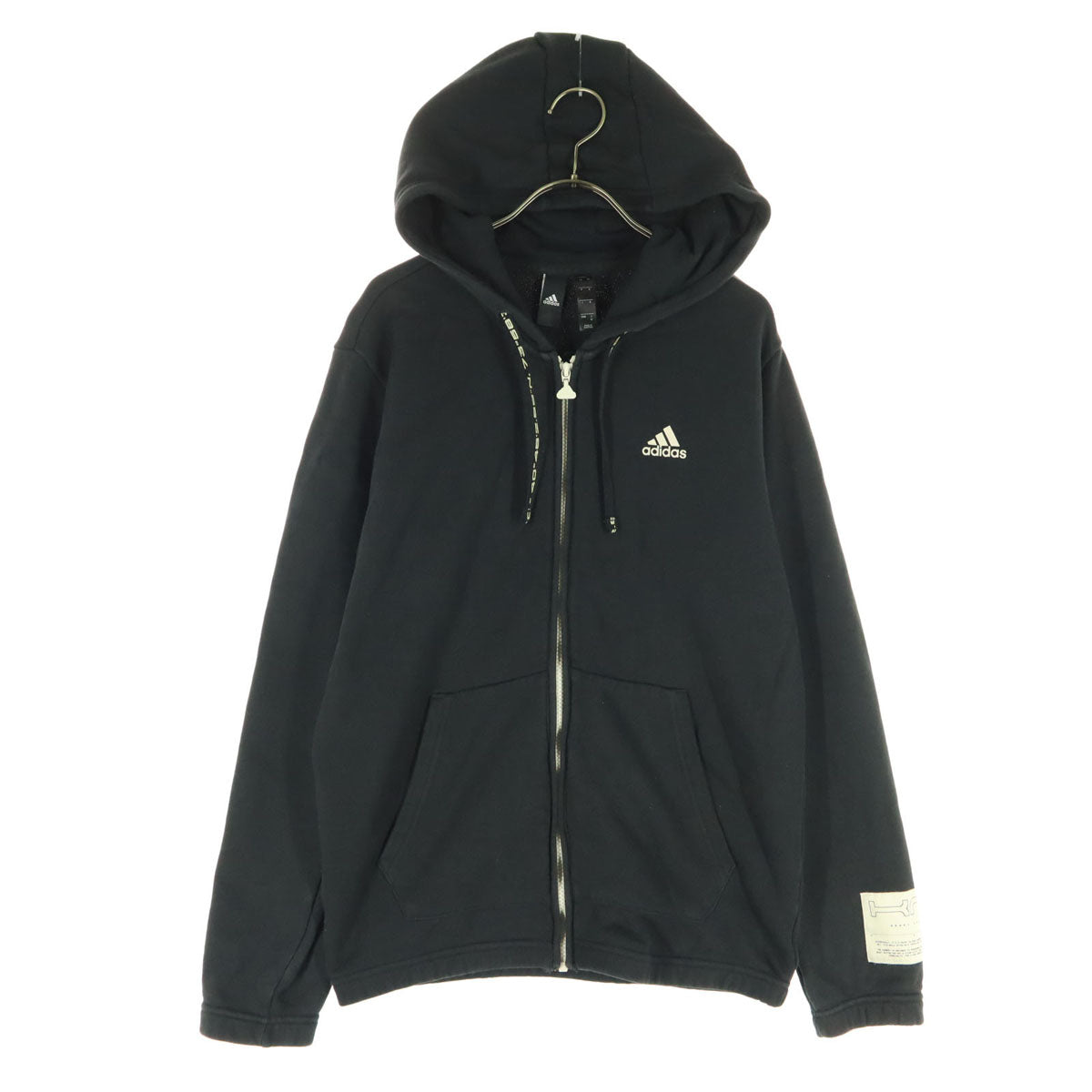 adidas アディダス ワンポイントロゴ 長袖 ジップパーカー M ブラック レディース