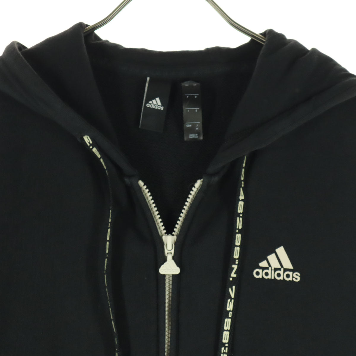adidas アディダス ワンポイントロゴ 長袖 ジップパーカー M ブラック レディース