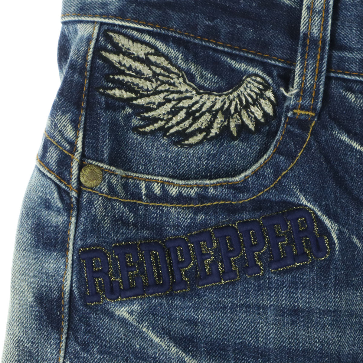 RED PEPPER レッドペッパー コットン タイダイ柄 ダメージ加工 ストレートデニムパンツ w30 ブルー系 メンズ