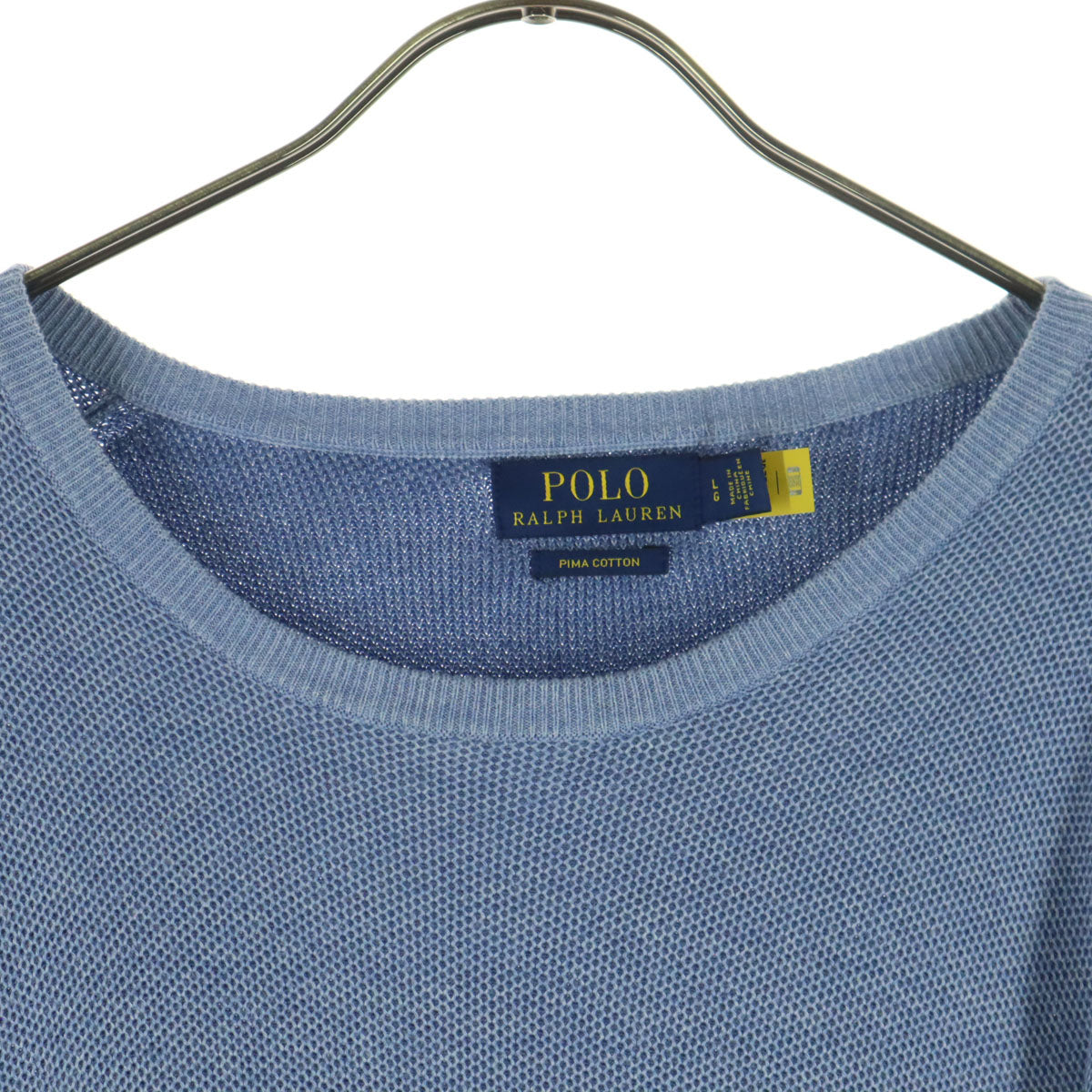 POLO RALPH LAUREN ポロラルフローレン ワンポイントロゴ 長袖 コットンニット ニット LG ライトブルー メンズ