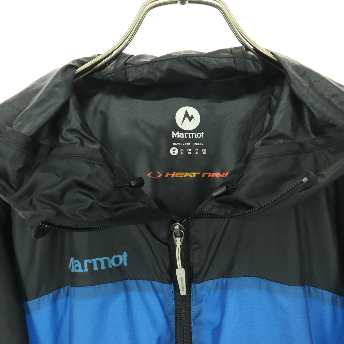 MARMOT マーモット バイカラー 長袖 ナイロンジャケット M ブルー系 フーディー ブラック メンズ
