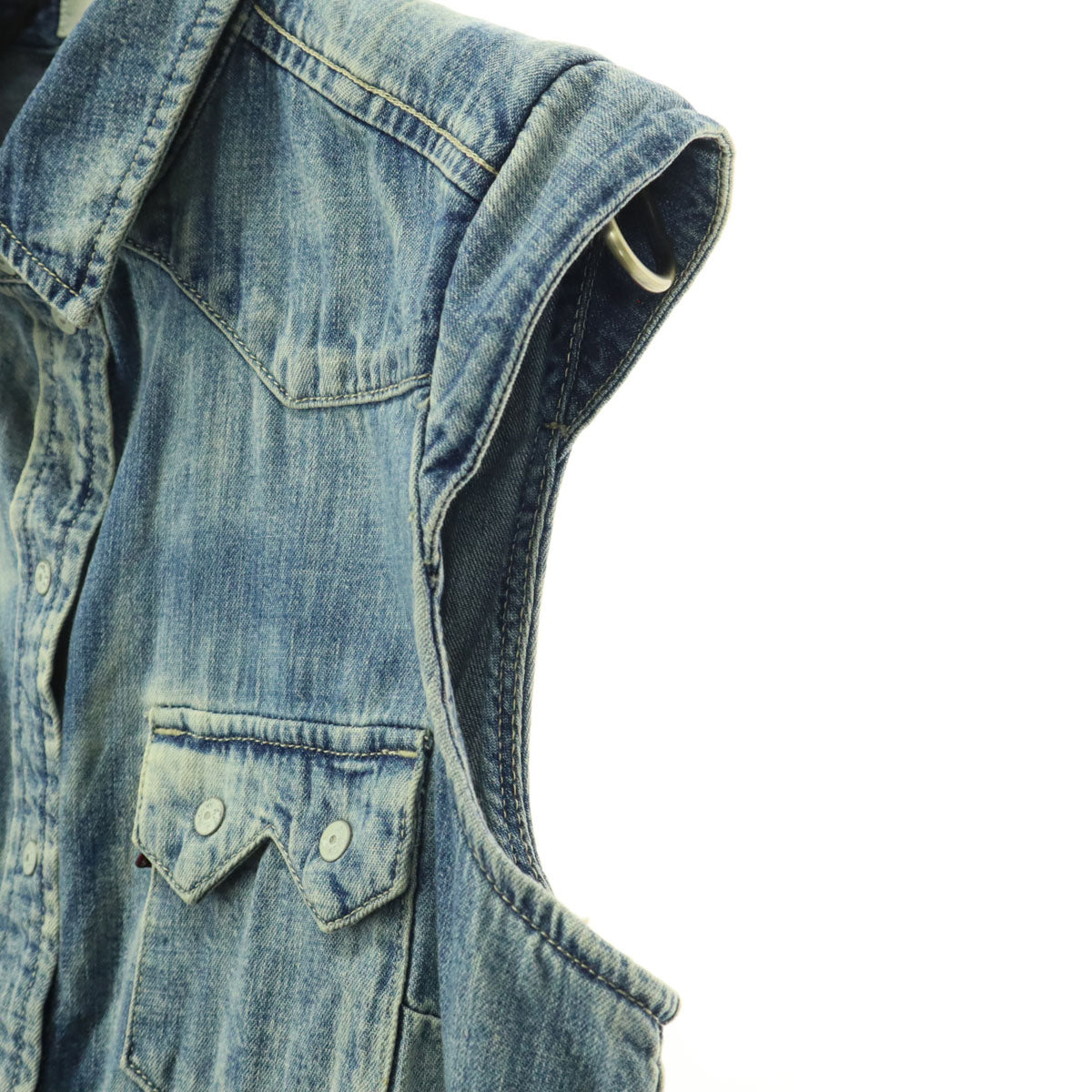 未使用 Levi's リーバイス フレンチスリーブ デニムシャツ S ブルー レディース
