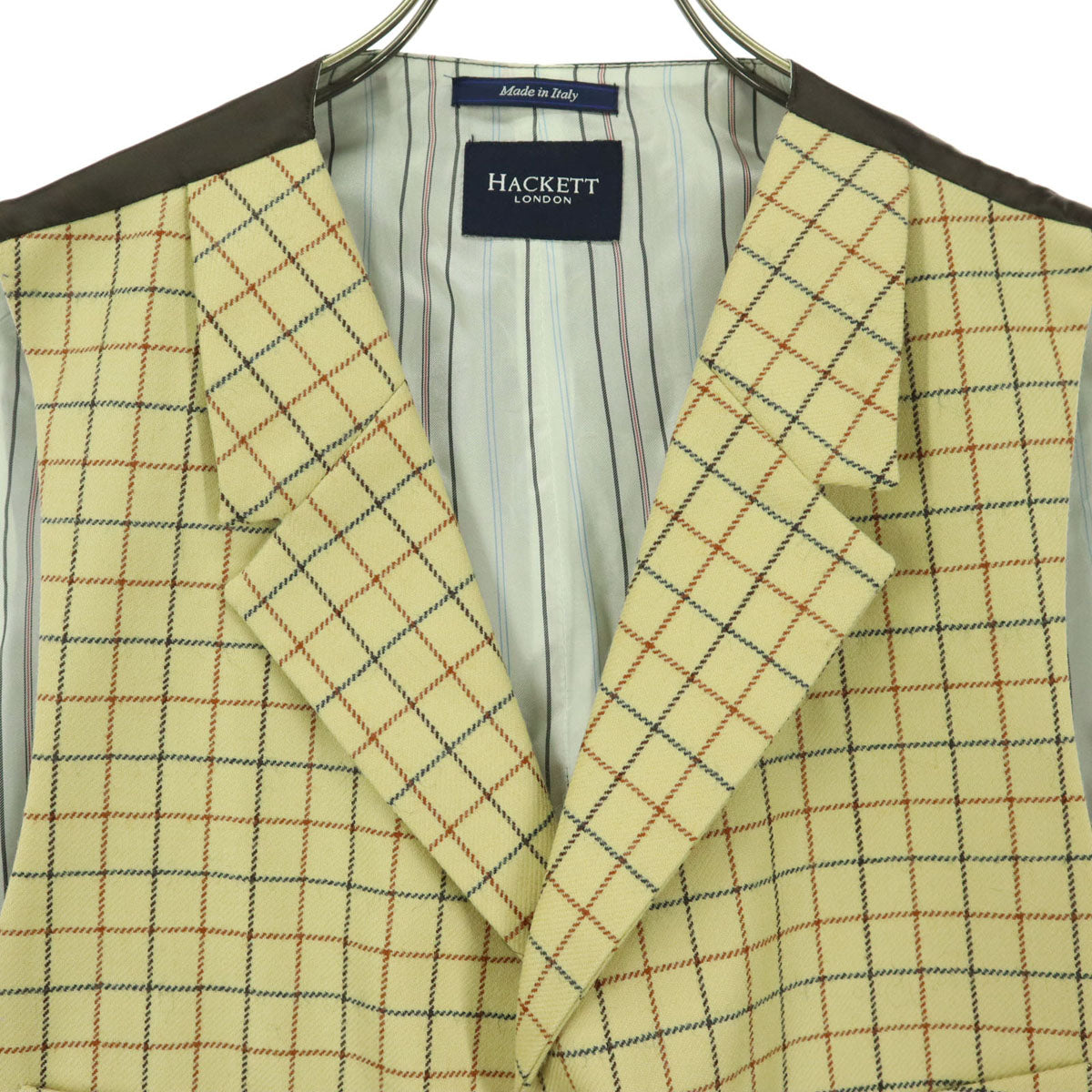 HACKETT LONDON ハケットロンドン イタリア製 チェック柄 ジレベスト 44R54R イエロー系 ブラウン メンズ