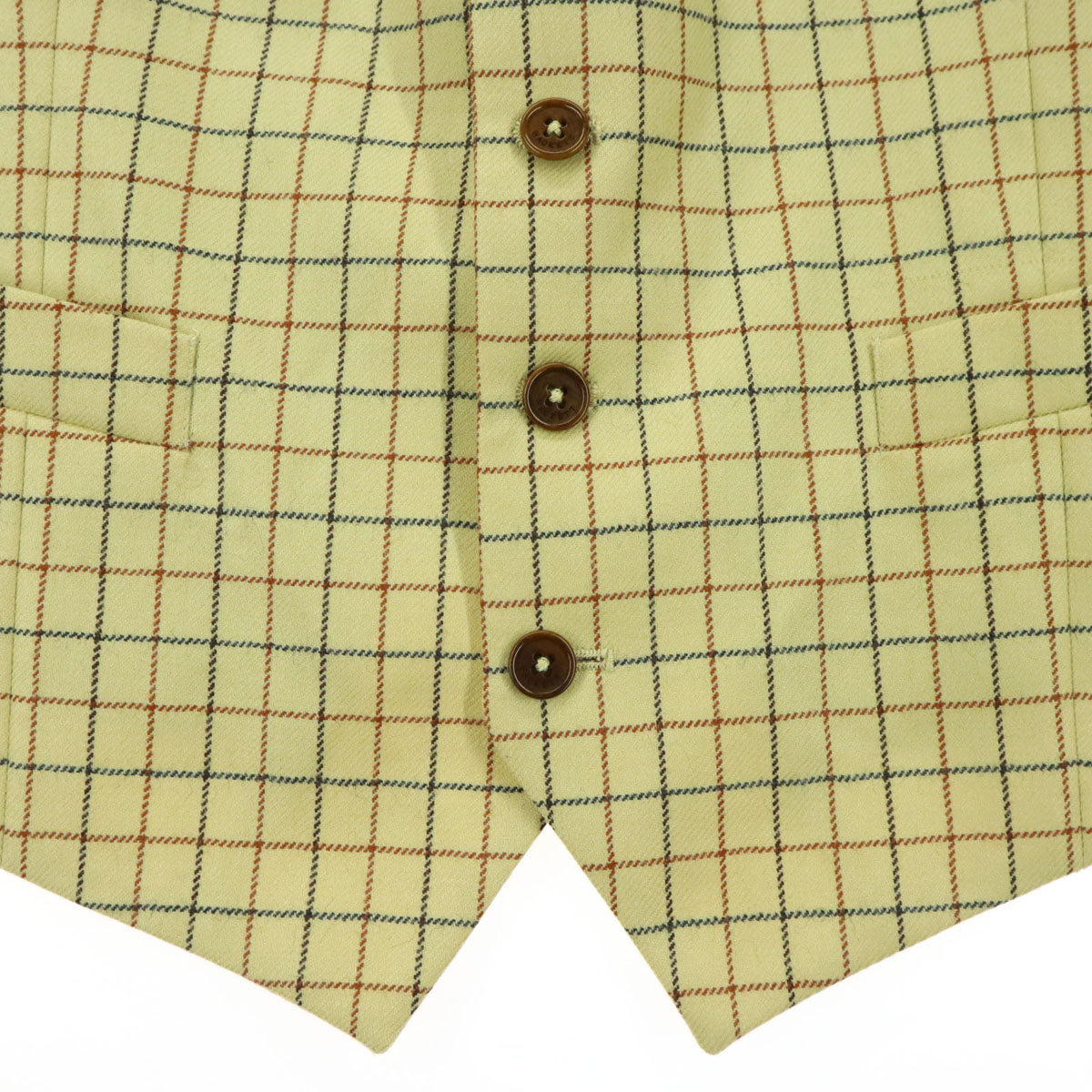 HACKETT LONDON ハケットロンドン イタリア製 チェック柄 ジレベスト 44R54R イエロー系 ブラウン メンズ