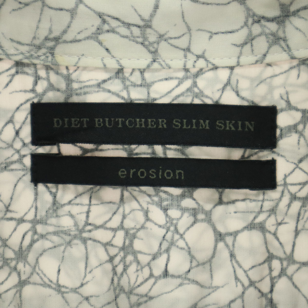 DIET BUTCHER SLIM SKIN ダイエットブッチャースリムスキン 日本製 コットン 総柄 長袖 シャツ ライトグレー系 メンズ
