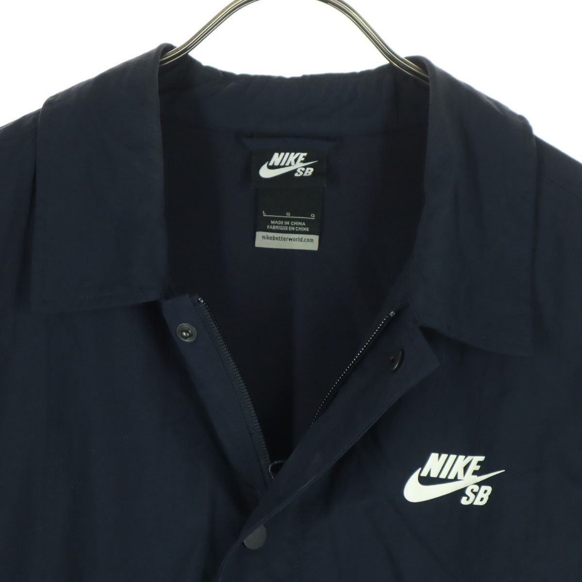 美品 NIKE SB ナイキエスビー スウッシュ 長袖 ナイロン コーチジャケット L ネイビー系 メンズ