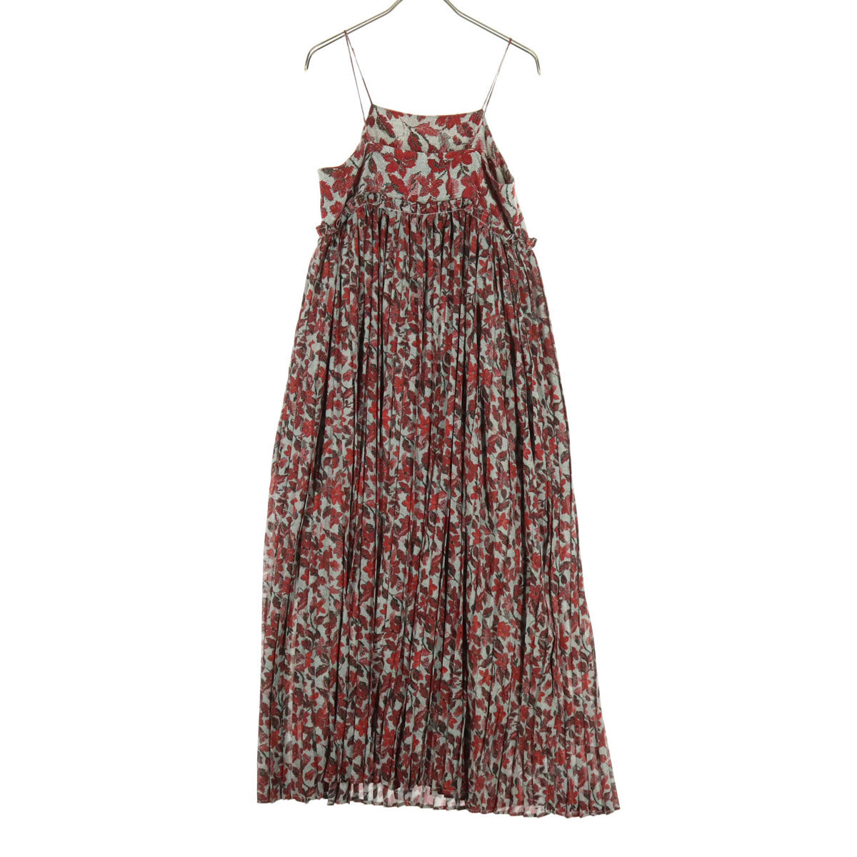 美品 CLANE クラネ 総柄 花柄 ノースリーブ キャミワンピース 1 グレー系 レディース