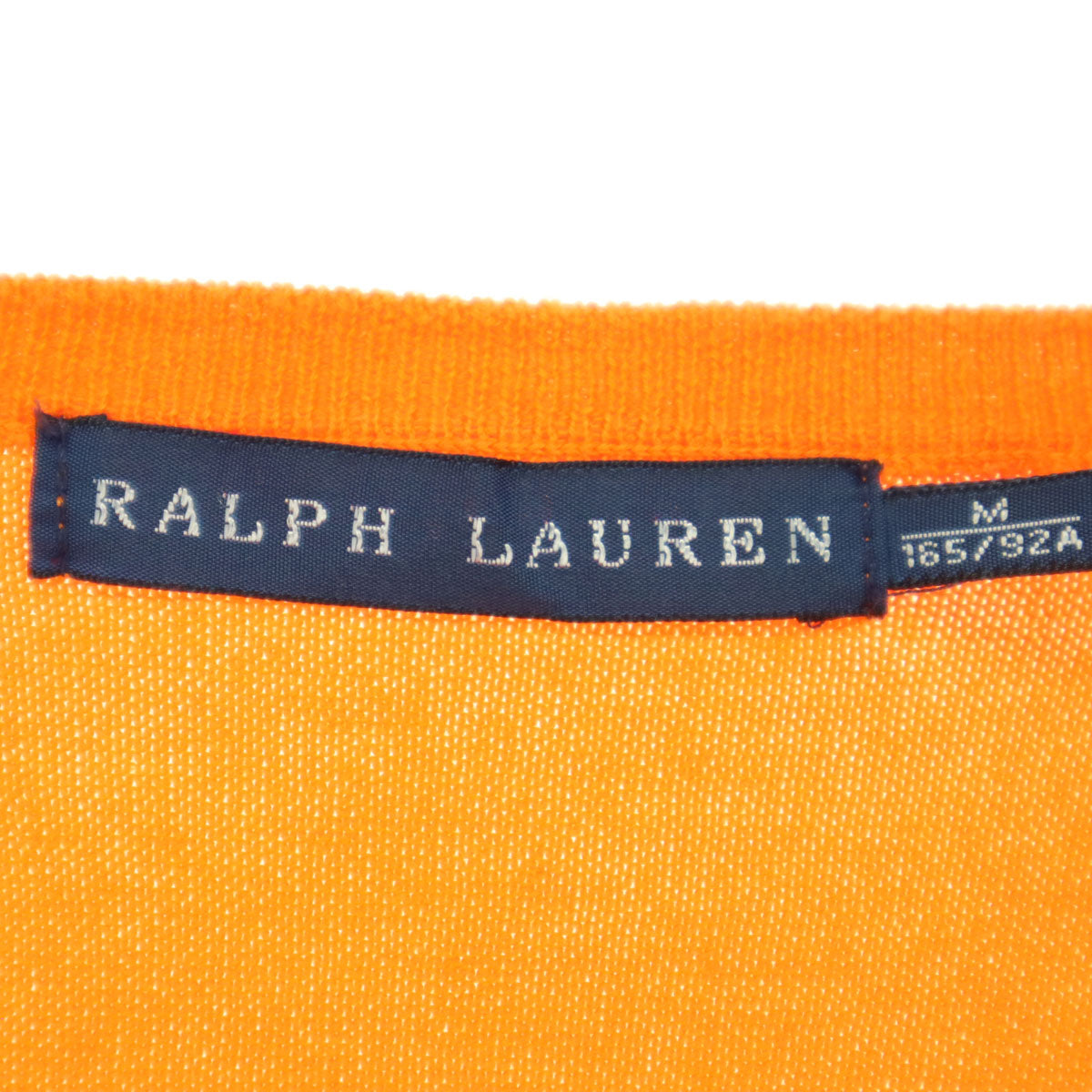 POLO RALPH LAUREN ポロラルフローレン 長袖 Vネック コットン ニット セーター M 蛍光オレンジ レディース