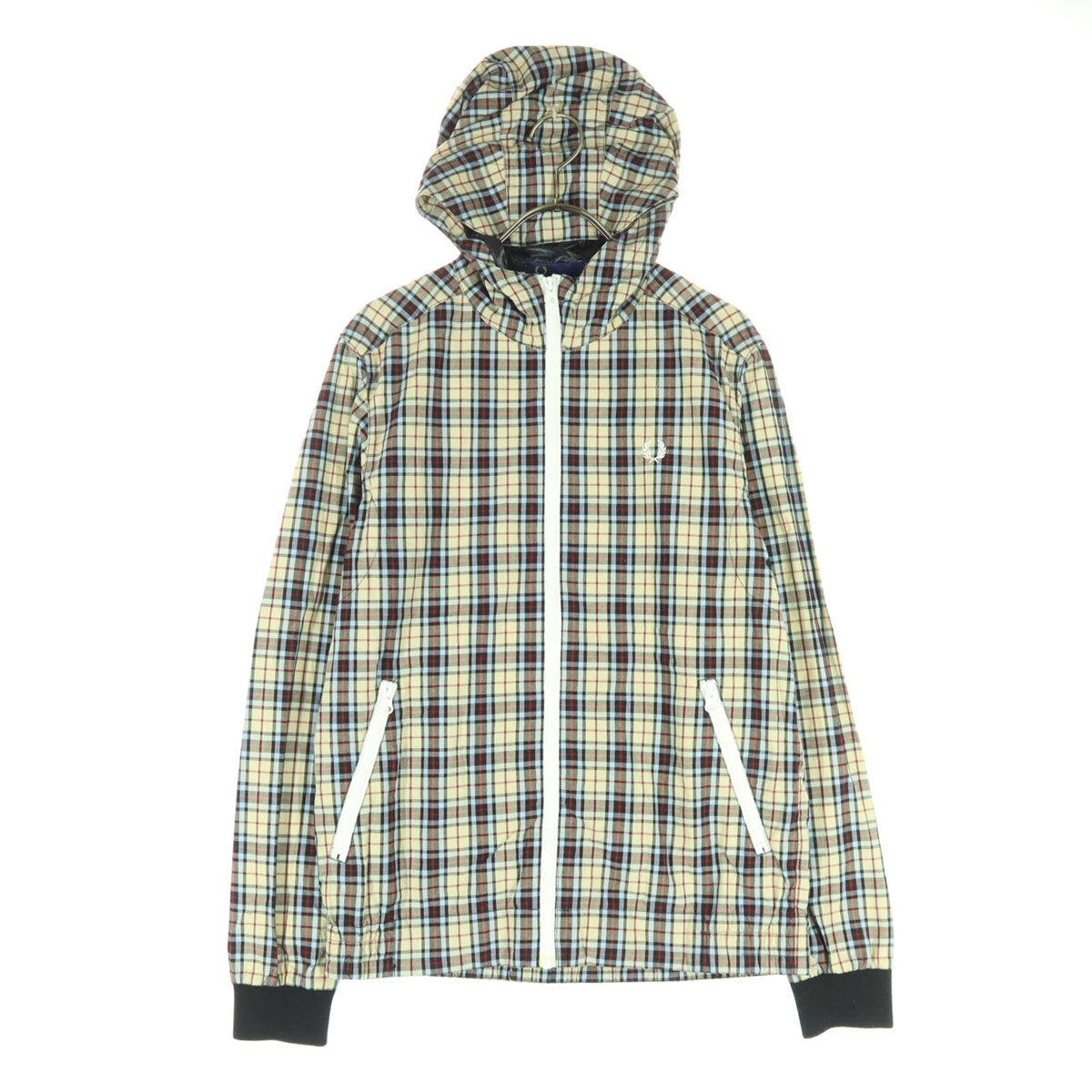 FRED PERRY フレッドペリー チェック柄 長袖 ジップパーカー M ベージュ メンズ