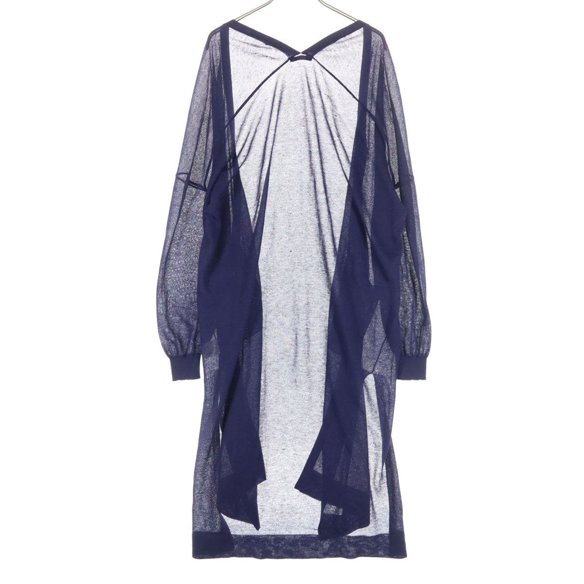 美品 VIVIENNE TAM ヴィヴィアンタム 長袖 シースルー ロング カーディガン 38 ネイビー レディース