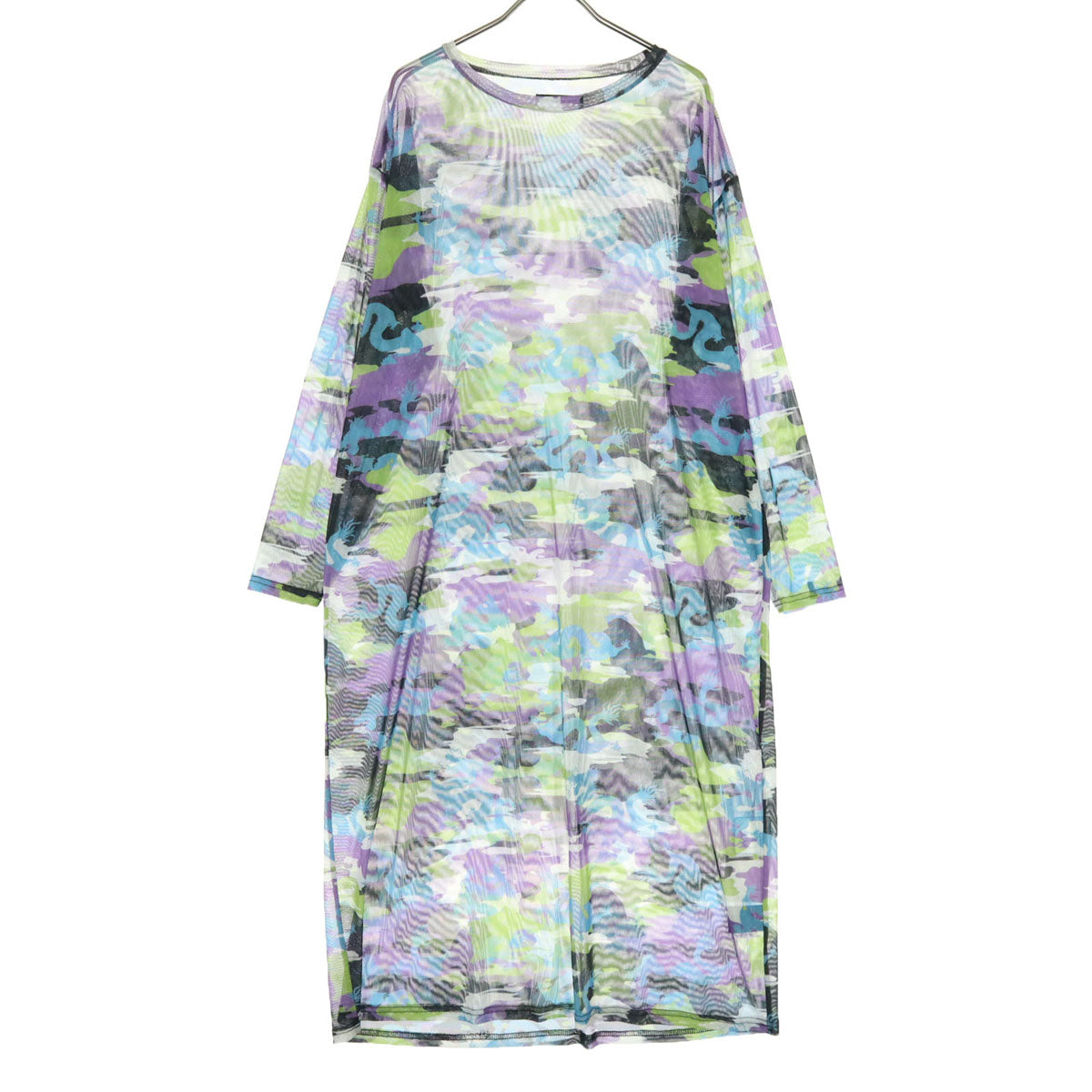 未使用 VIVIENNE TAM ヴィヴィアンタム カモフラ 長袖 メッシュ ロングワンピース 38 迷彩 レディース