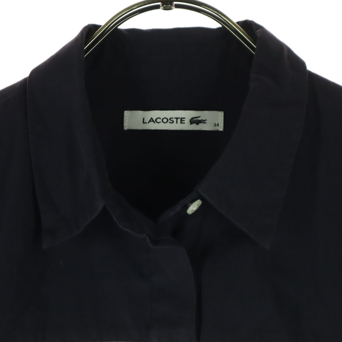 LACOSTE ラコステ バイカラー 長袖 コットンシャツ 34 オフホワイト系 レディース