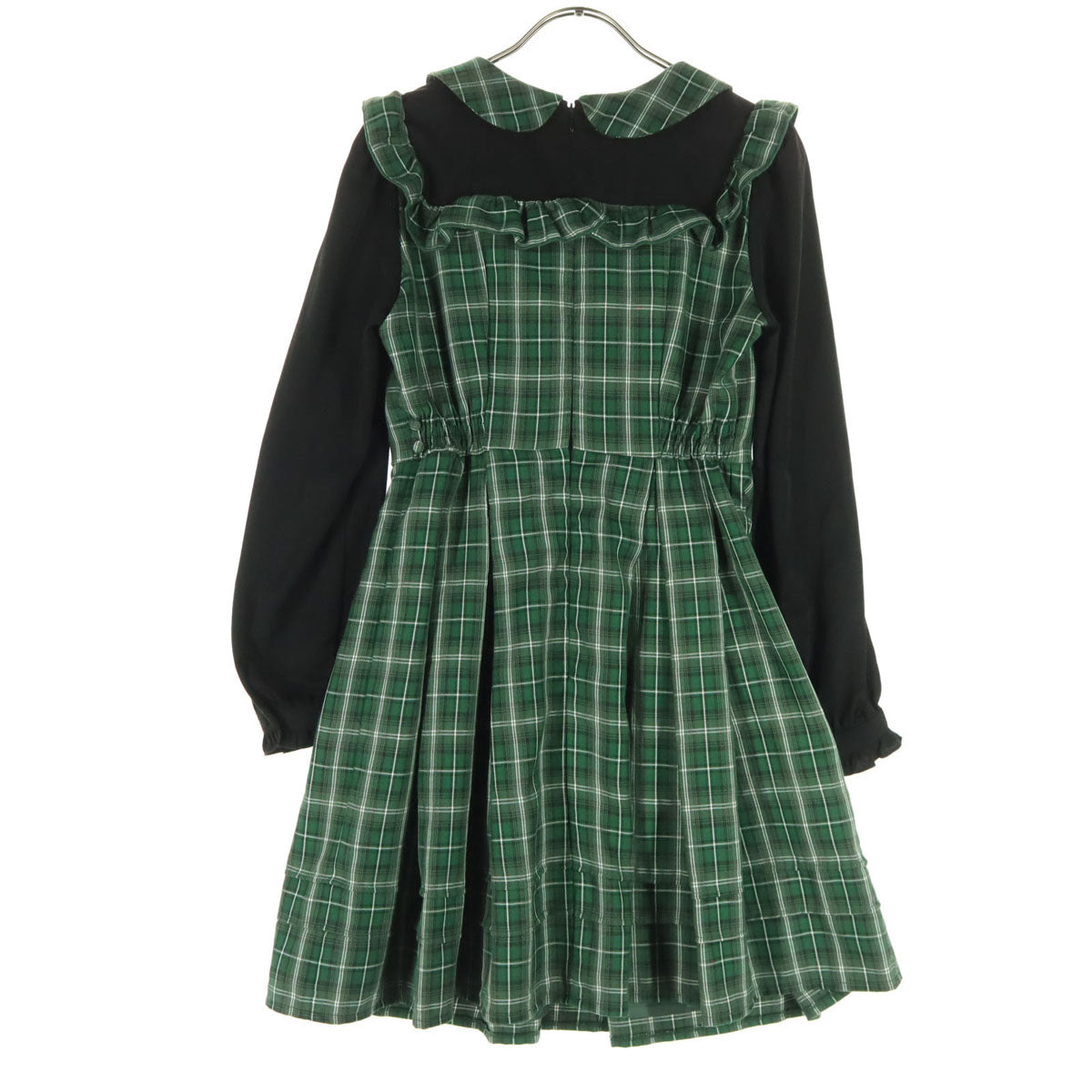 Secret Honey シークレットハニー チェック柄 長袖 ガーリー ワンピース 2 グリーン系 レディース