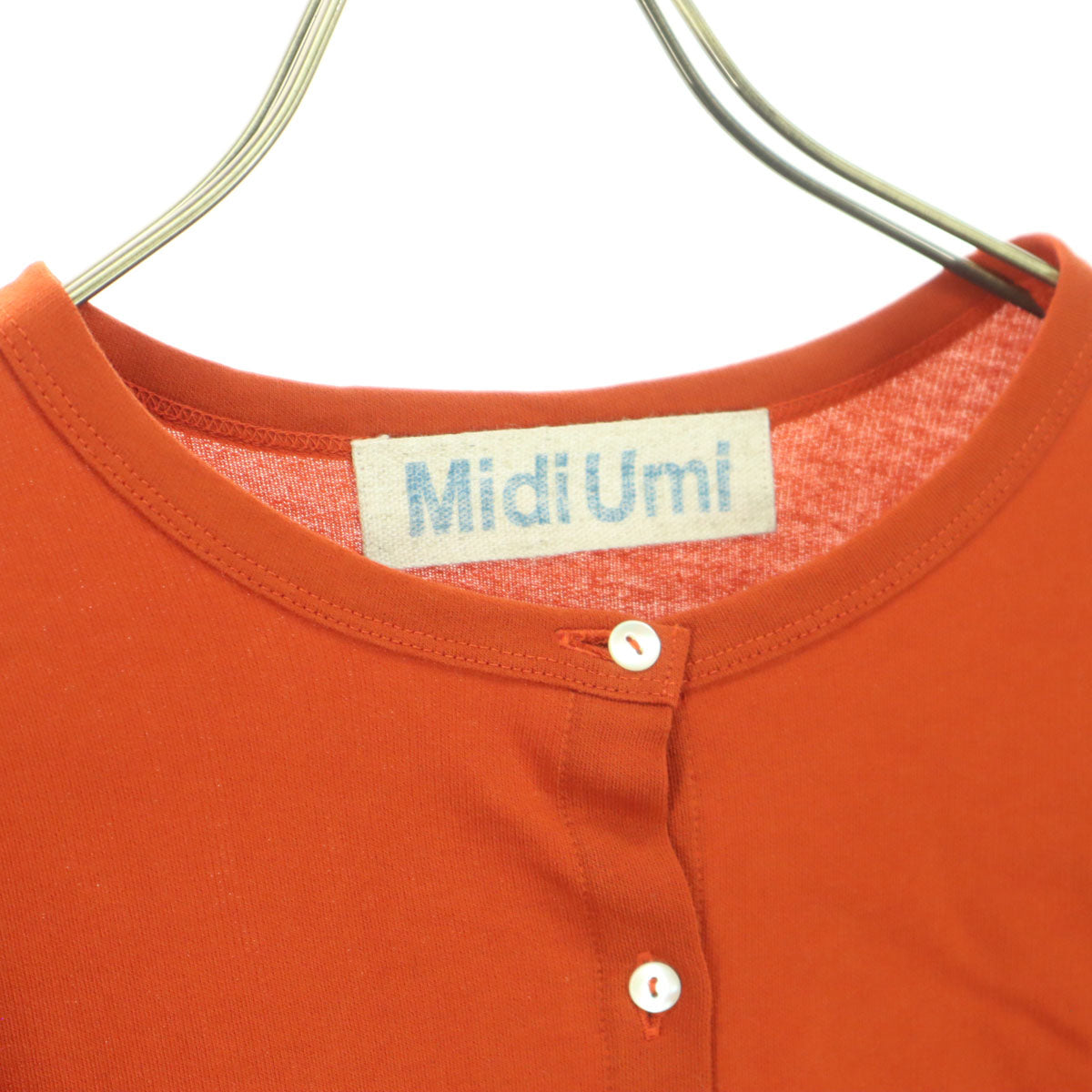 美品 MidiUmi ミディウミ 日本製 長袖 カーディガン オレンジ レディース