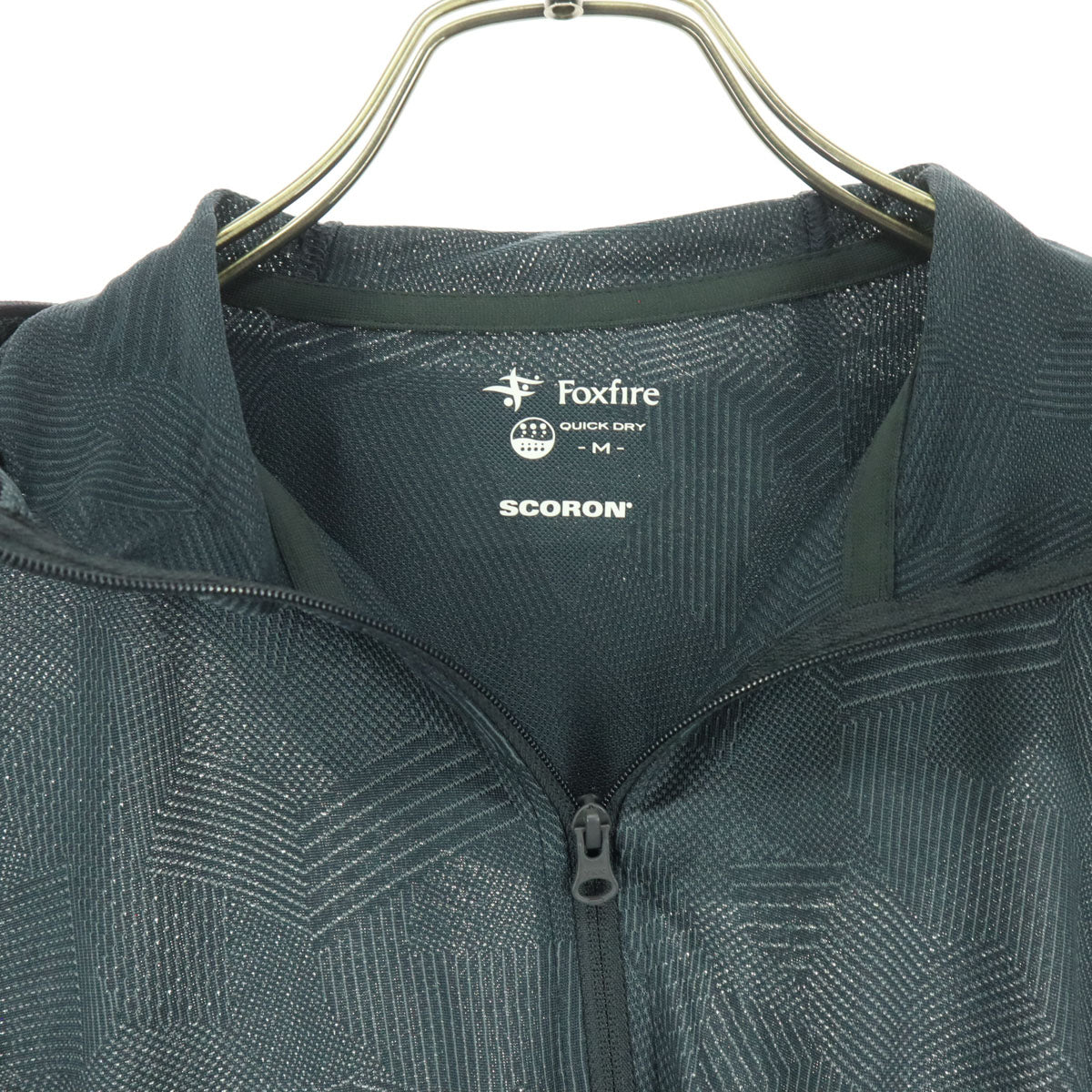 美品 Foxfire フォックスファイヤー 総柄 長袖 薄手 ジップ フーディー パーカー M グレー メンズ