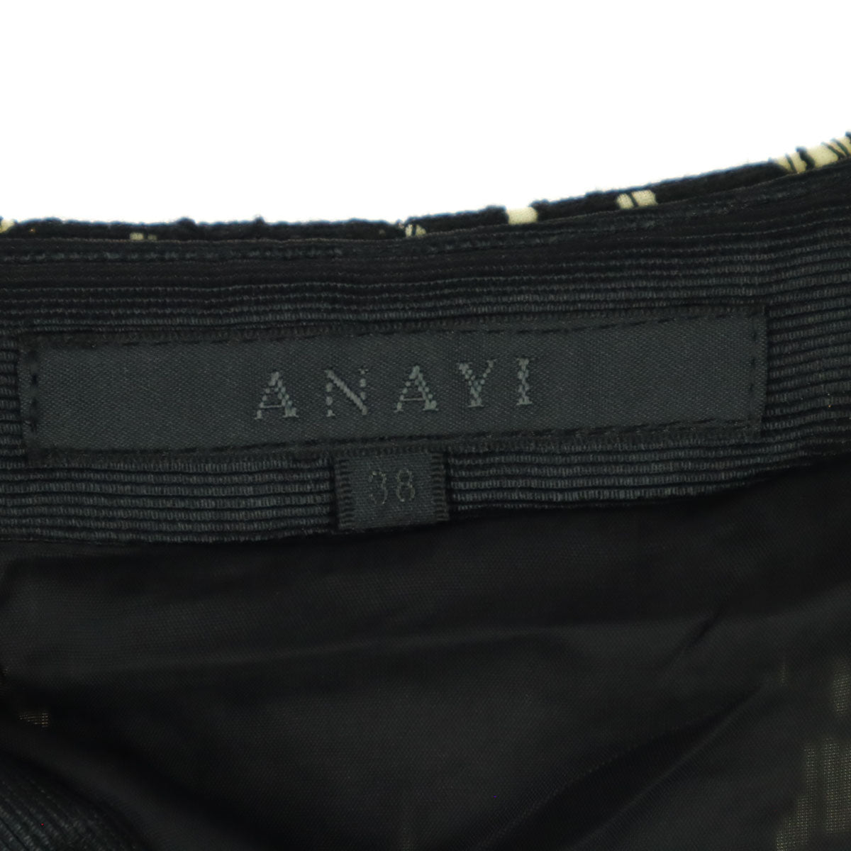 ANAYI アナイ 日本製 総柄 ミモレ丈 フレアスカート ブラック系 レディース