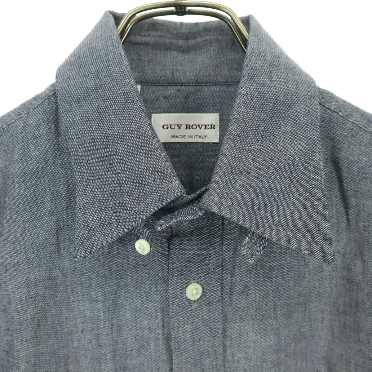 美品 GUY ROVER ギローバー 長袖 コットンシャツ 15/38 グレー メンズ