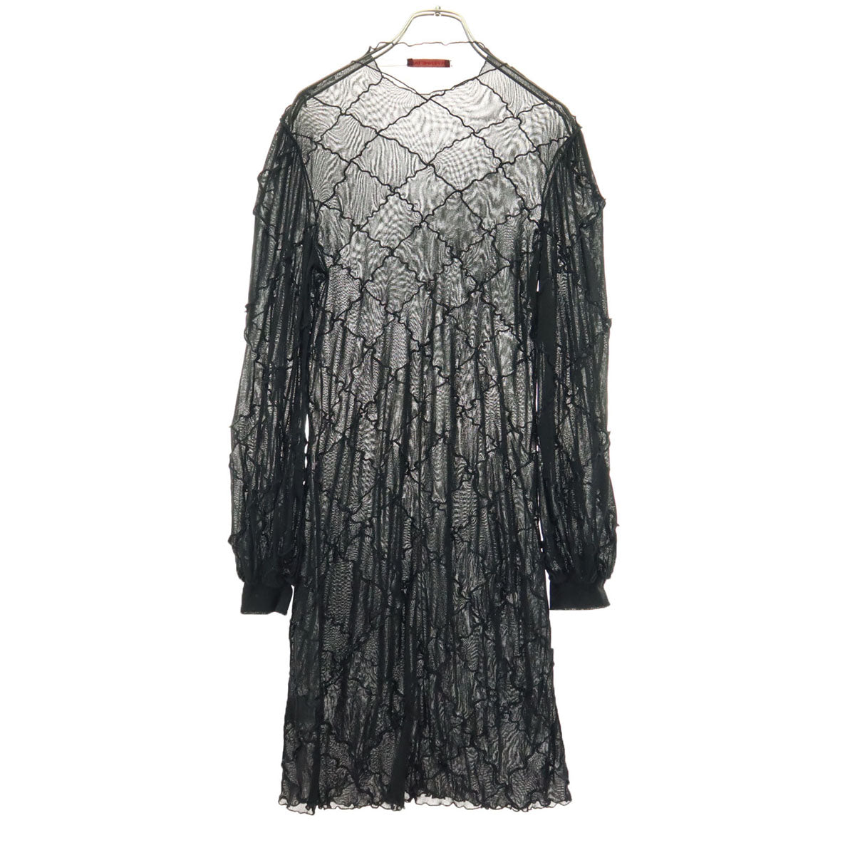 美品 VIVIENNE TAM ヴィヴィアンタム 長袖 シースルー 膝丈ワンピース 40 ブラック レディース