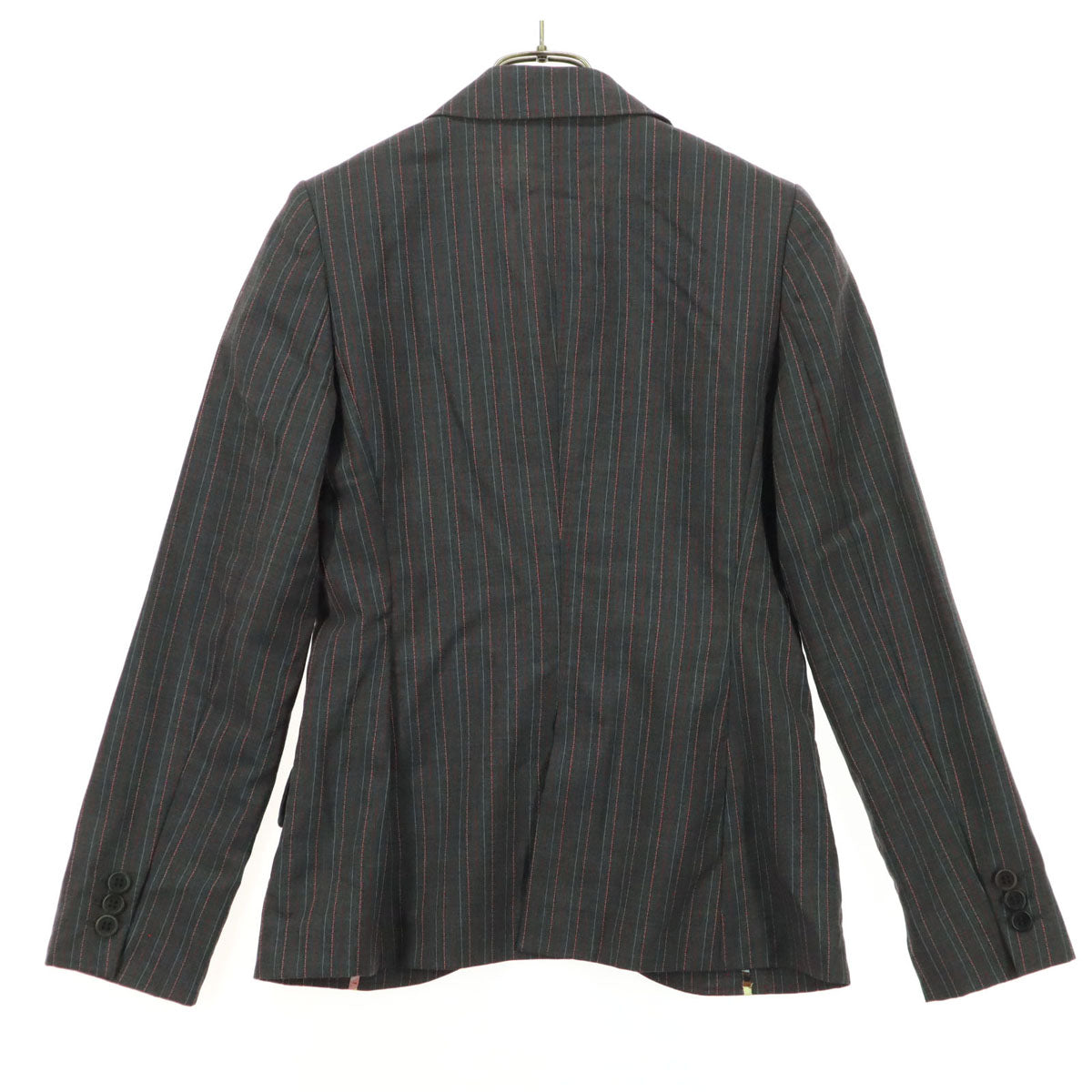 Paul Smith BLACK ポールスミスブラック ストライプ柄 長袖 テーラードジャケット 38 ダークグレー系 レディース