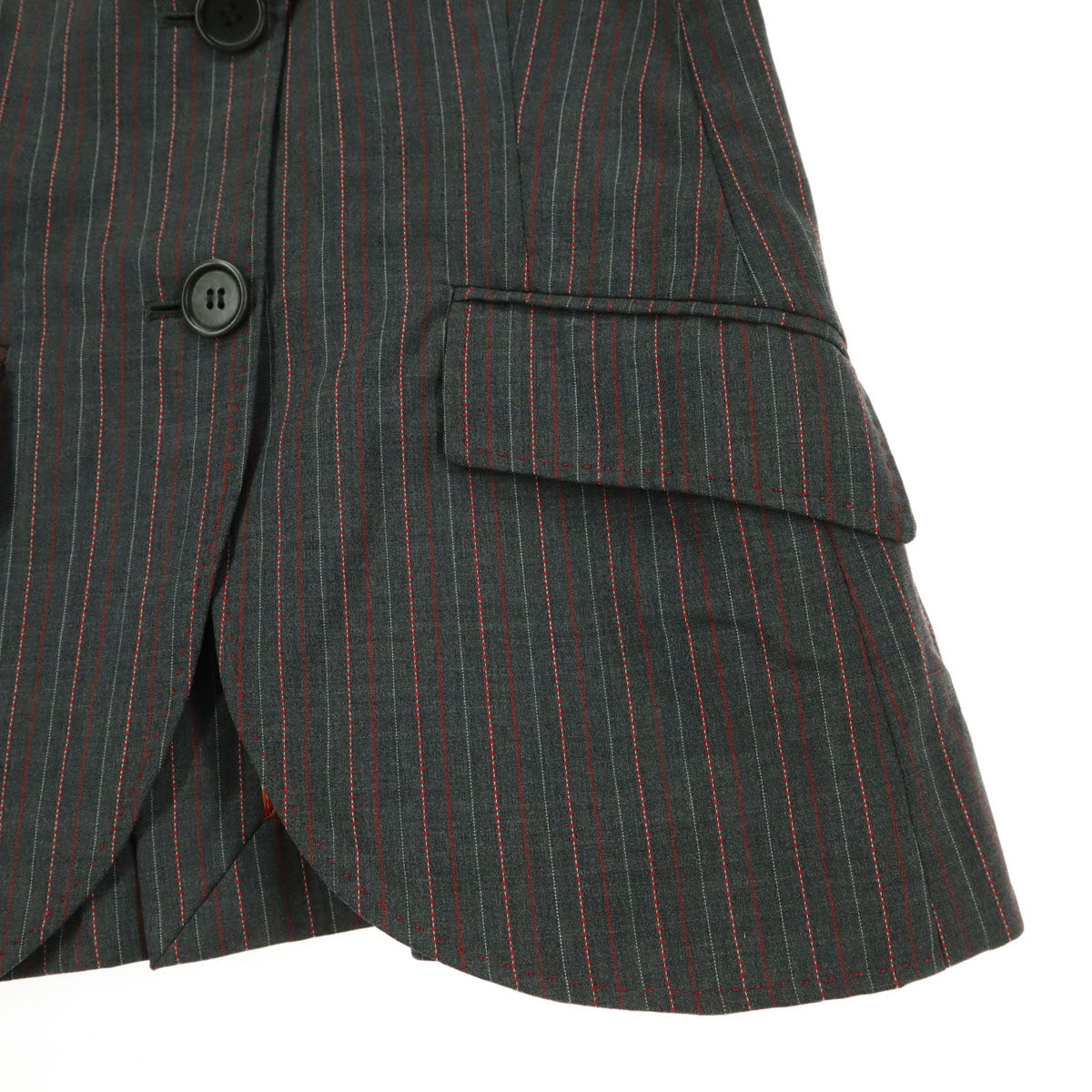 Paul Smith BLACK ポールスミスブラック ストライプ柄 長袖 テーラードジャケット 38 ダークグレー系 レディース