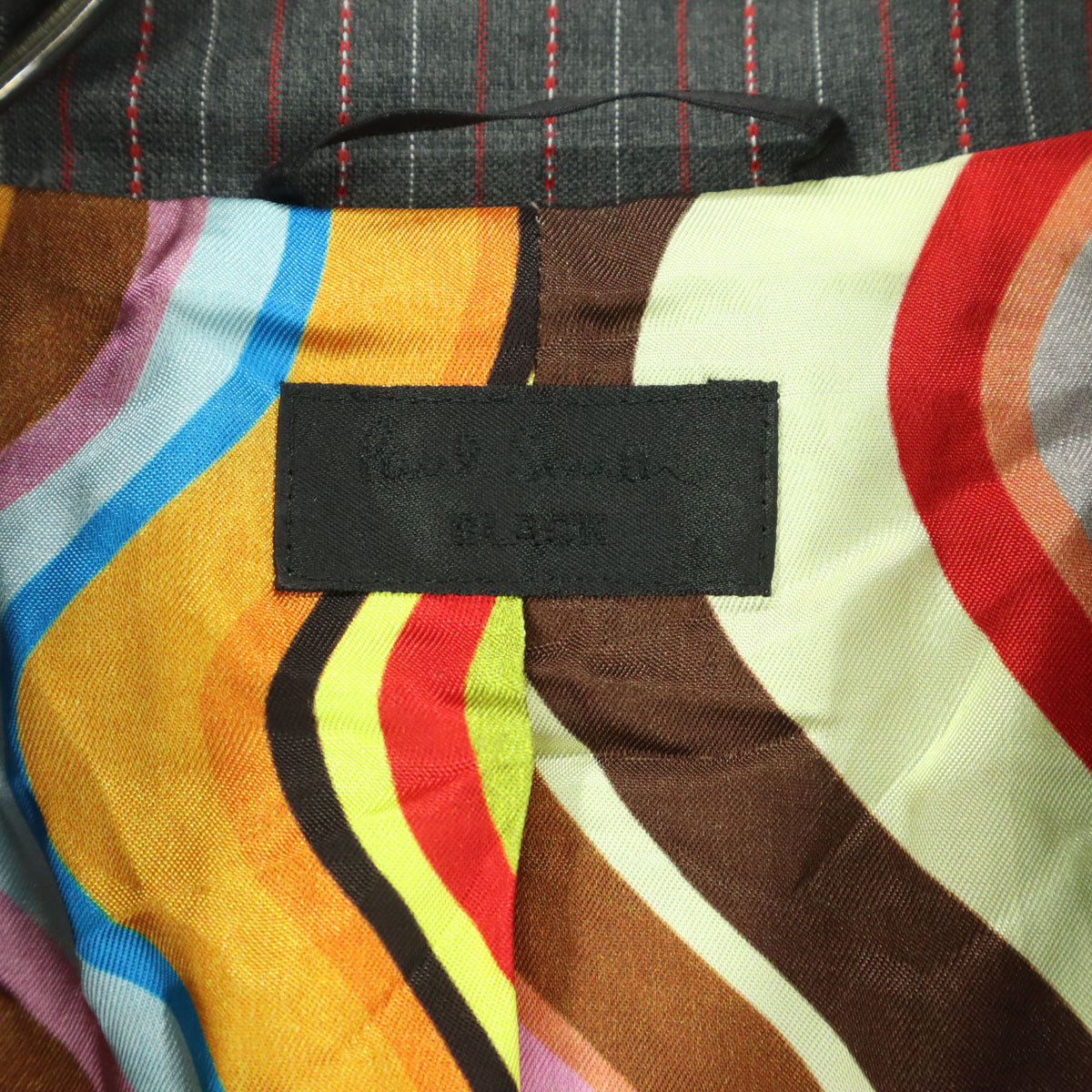Paul Smith BLACK ポールスミスブラック ストライプ柄 長袖 テーラードジャケット 38 ダークグレー系 レディース