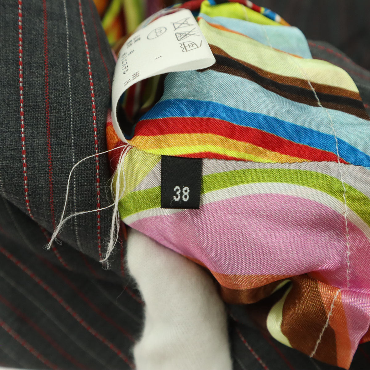 Paul Smith BLACK ポールスミスブラック ストライプ柄 長袖 テーラードジャケット 38 ダークグレー系 レディース