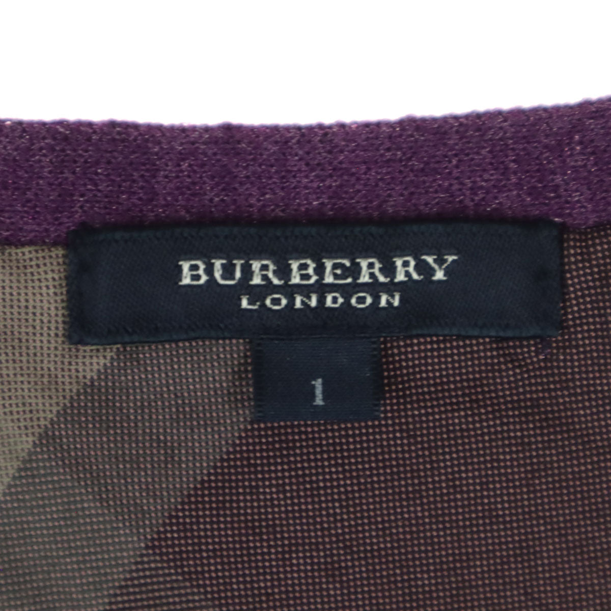 BURBERRY LONDON バーバリーロンドン 長袖 Vネック ニットジャケット 1 パープル レディース