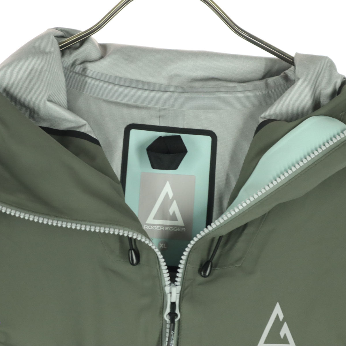 ROGER EGGER ロジャーエーガー バイカラー 長袖 ナイロンジャケット XL ブルー系 収納袋付き グレー メンズ