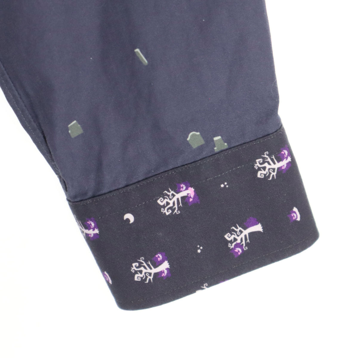 美品 Pok_mon Shirts ポケモンシャツ 日本製 長袖 コットンシャツ パープル系 ゲンガー ゴースト メンズ